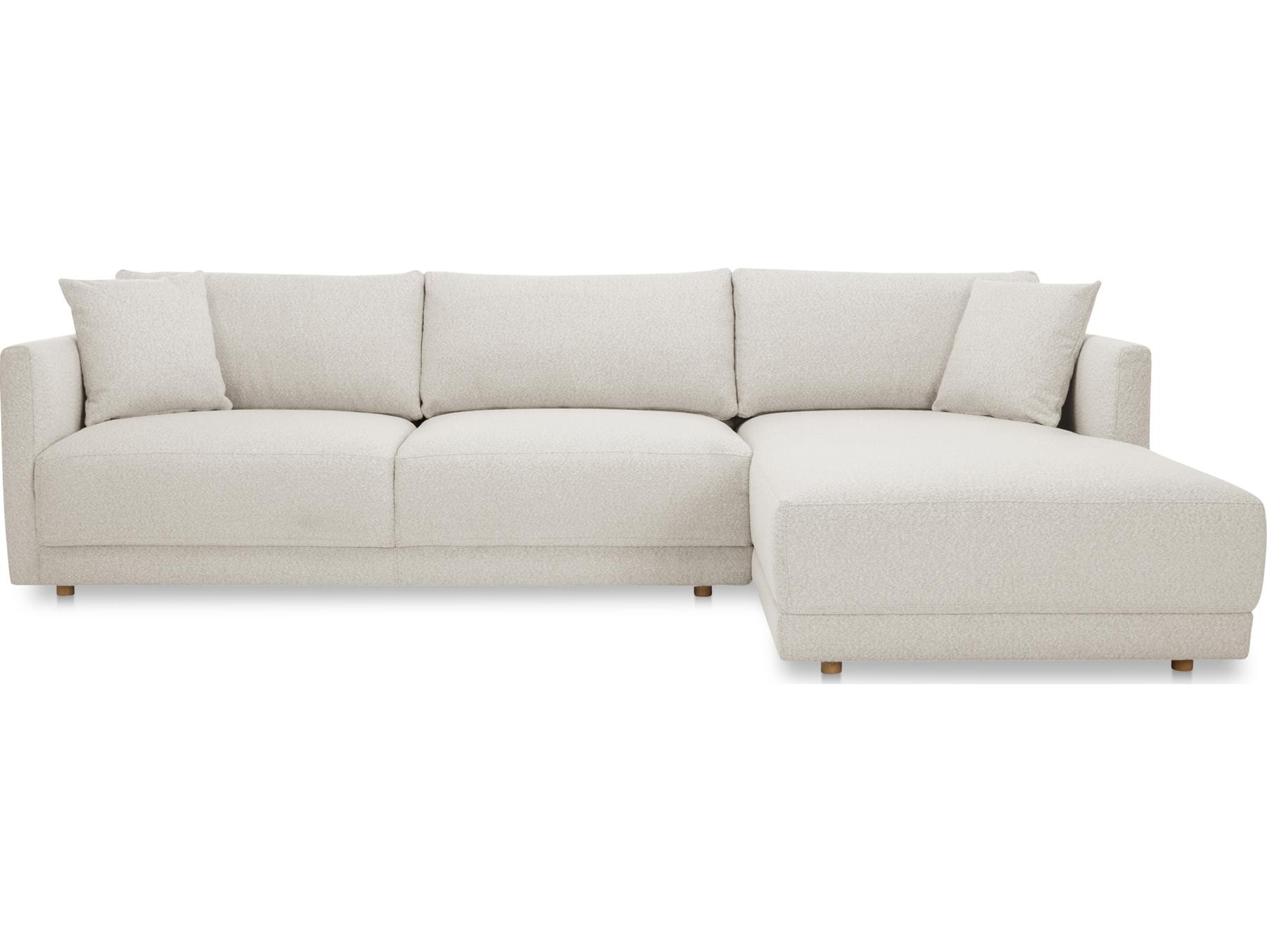 Moe's Home Bryn White Upholstered Sectional Sofa with RAF Chaise