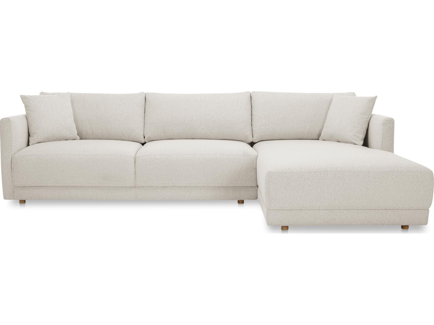 Moe's Home Bryn White Upholstered Sectional Sofa with RAF Chaise