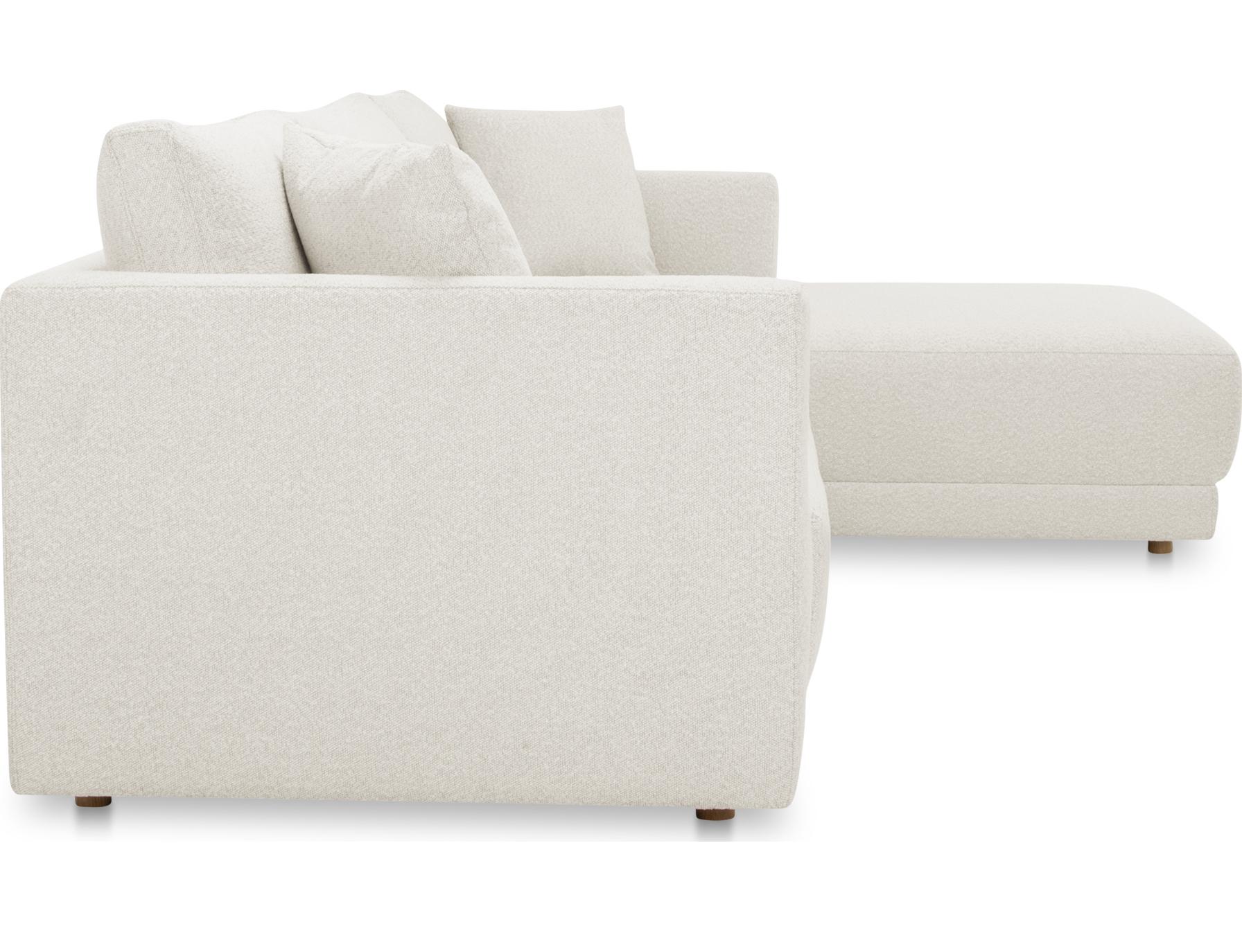 Moe's Home Bryn White Upholstered Sectional Sofa with RAF Chaise