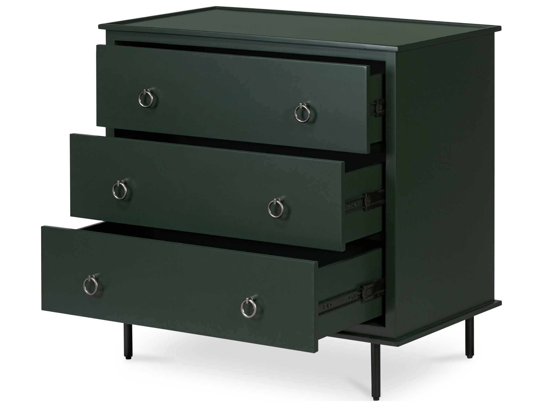 Moe's Home Reagan 3 Drawer Nightstand Deep Green