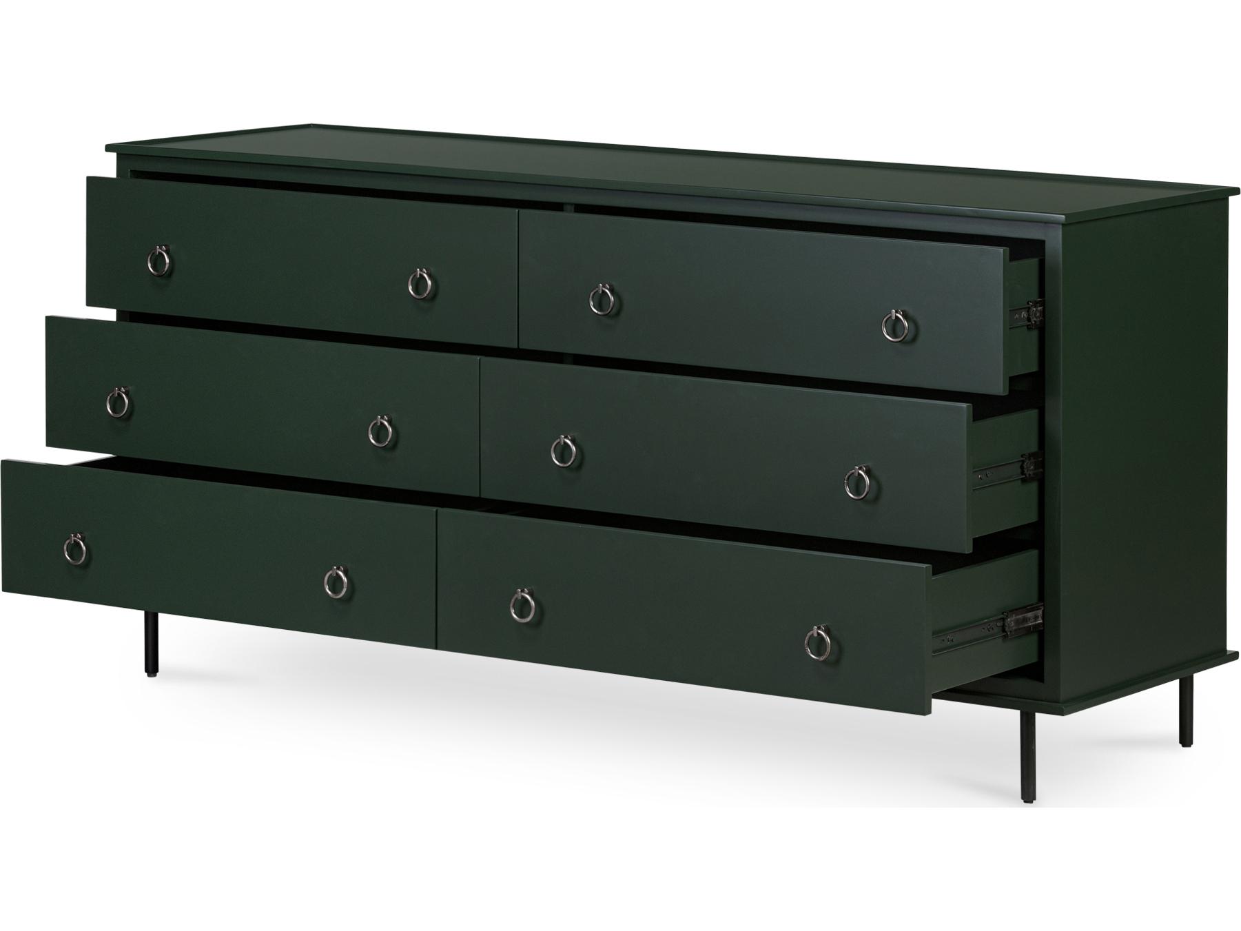 Moe's Home Reagan 6 Drawer Dresser Deep Green