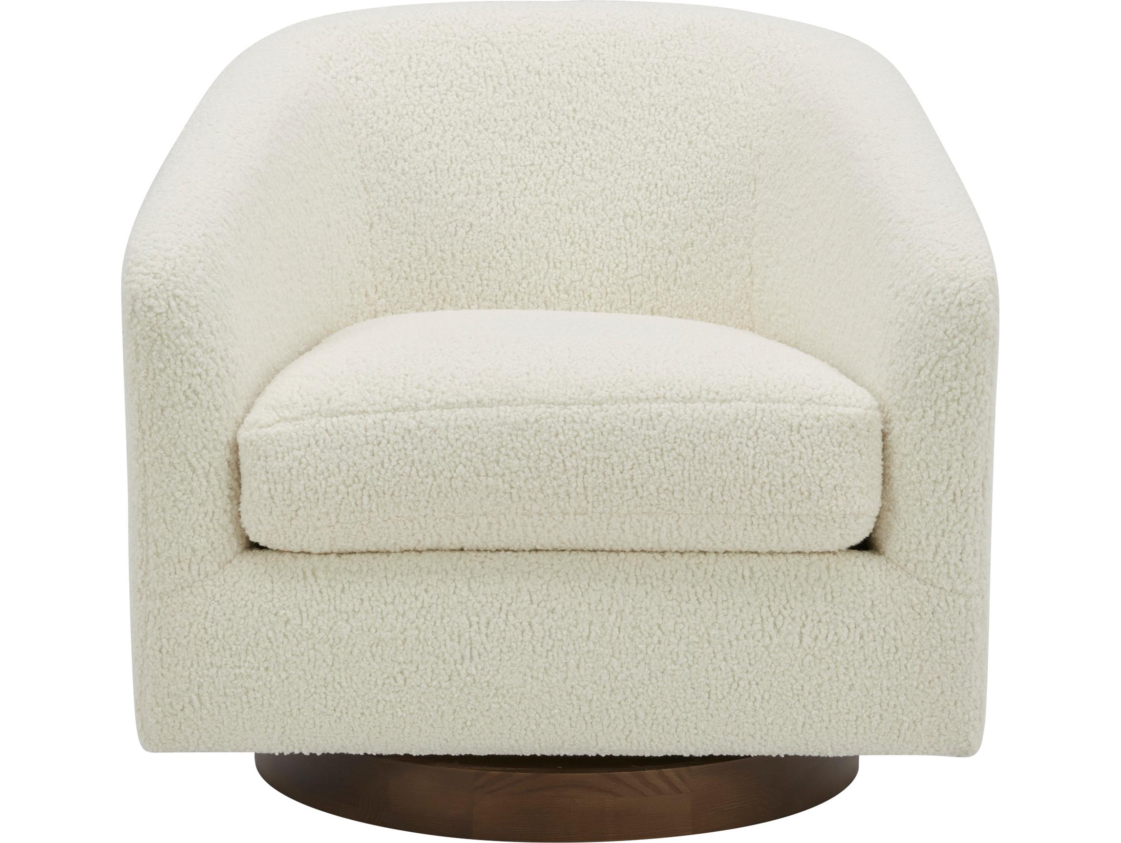 Moe's Home Swivel White Fabric Accent Chair
