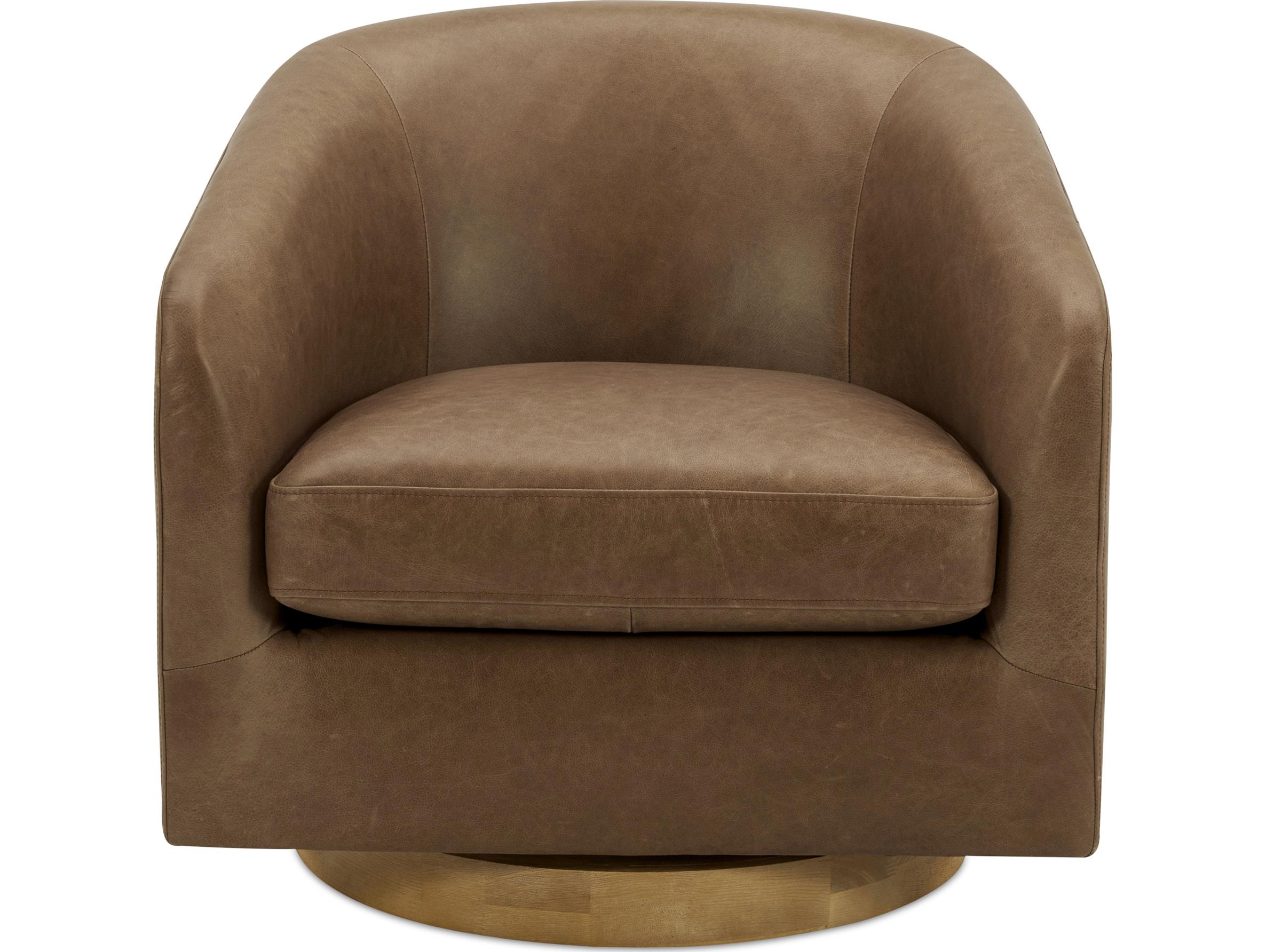 Moe's Home Oscy Swivel Brown Leather Accent Chair