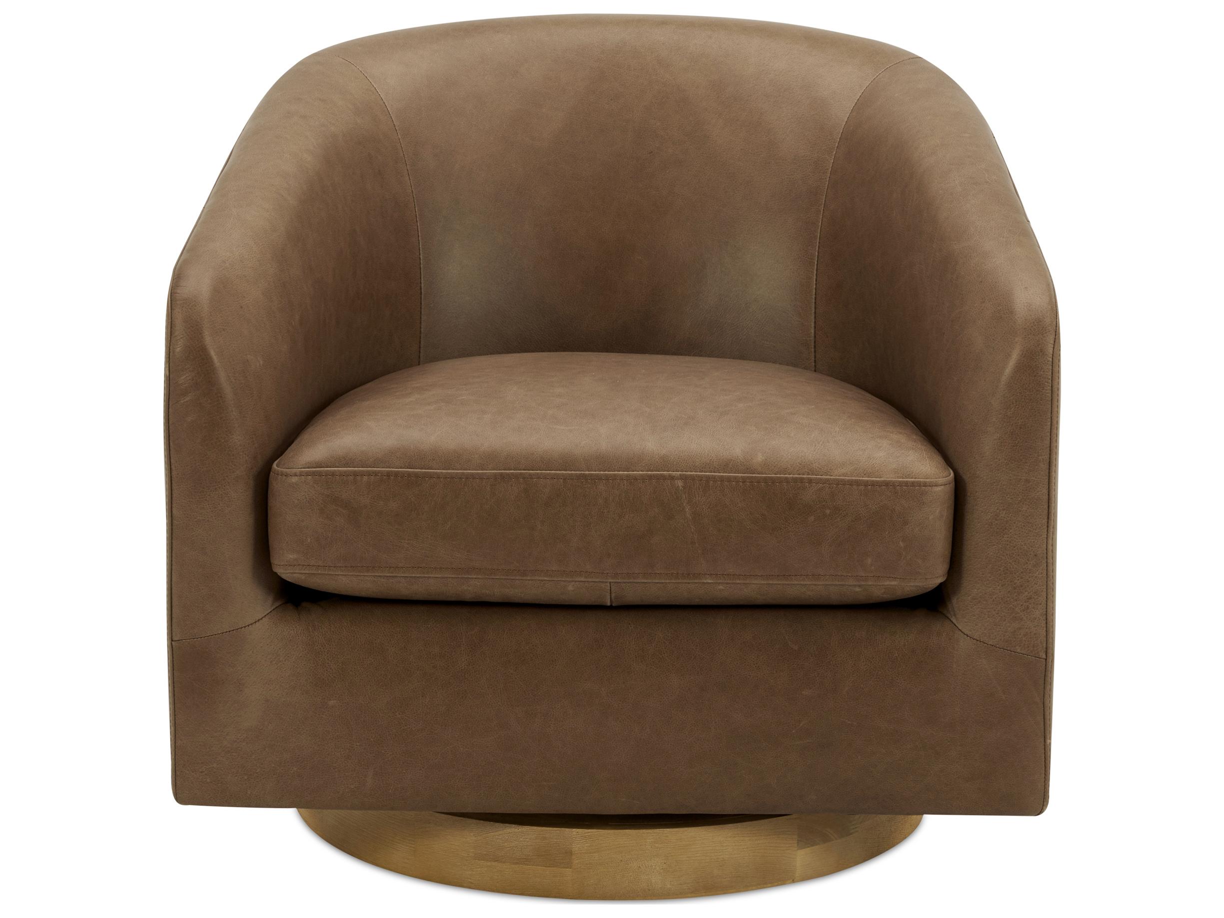 Moe's Home Oscy Swivel Brown Leather Accent Chair