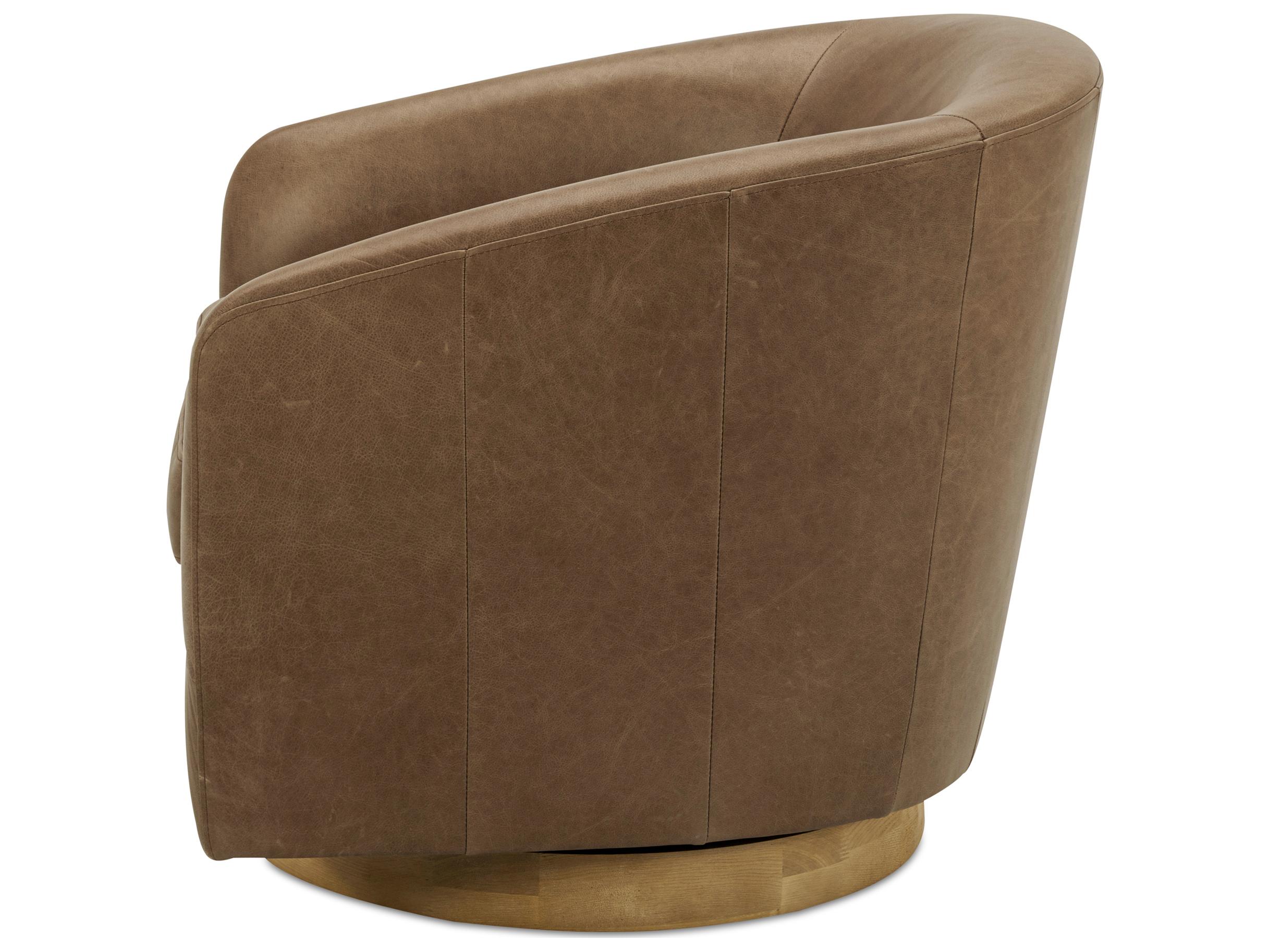 Moe's Home Oscy Swivel Brown Leather Accent Chair