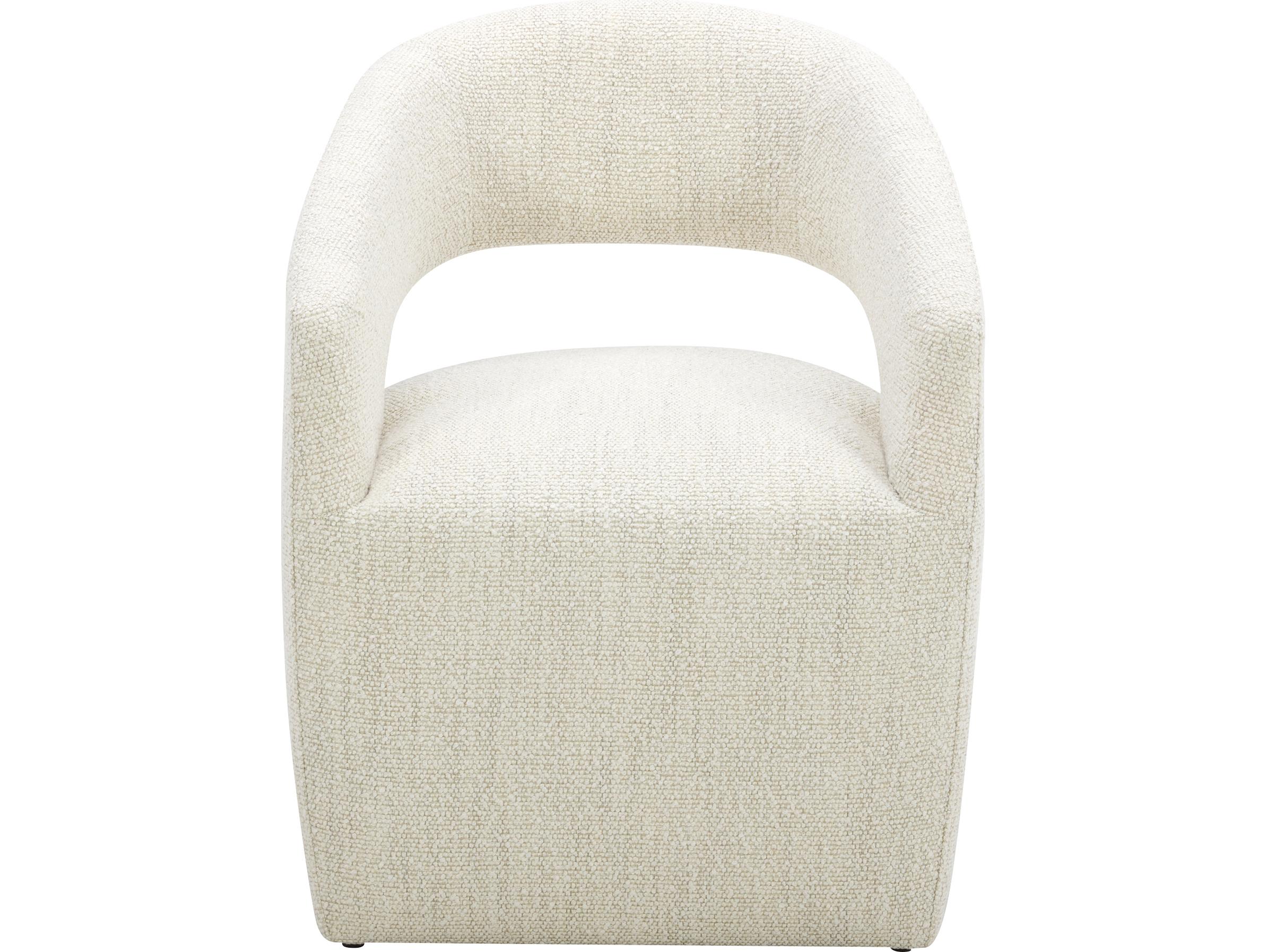Moe's Home Barrow White Upholstered Arm Dining Chair