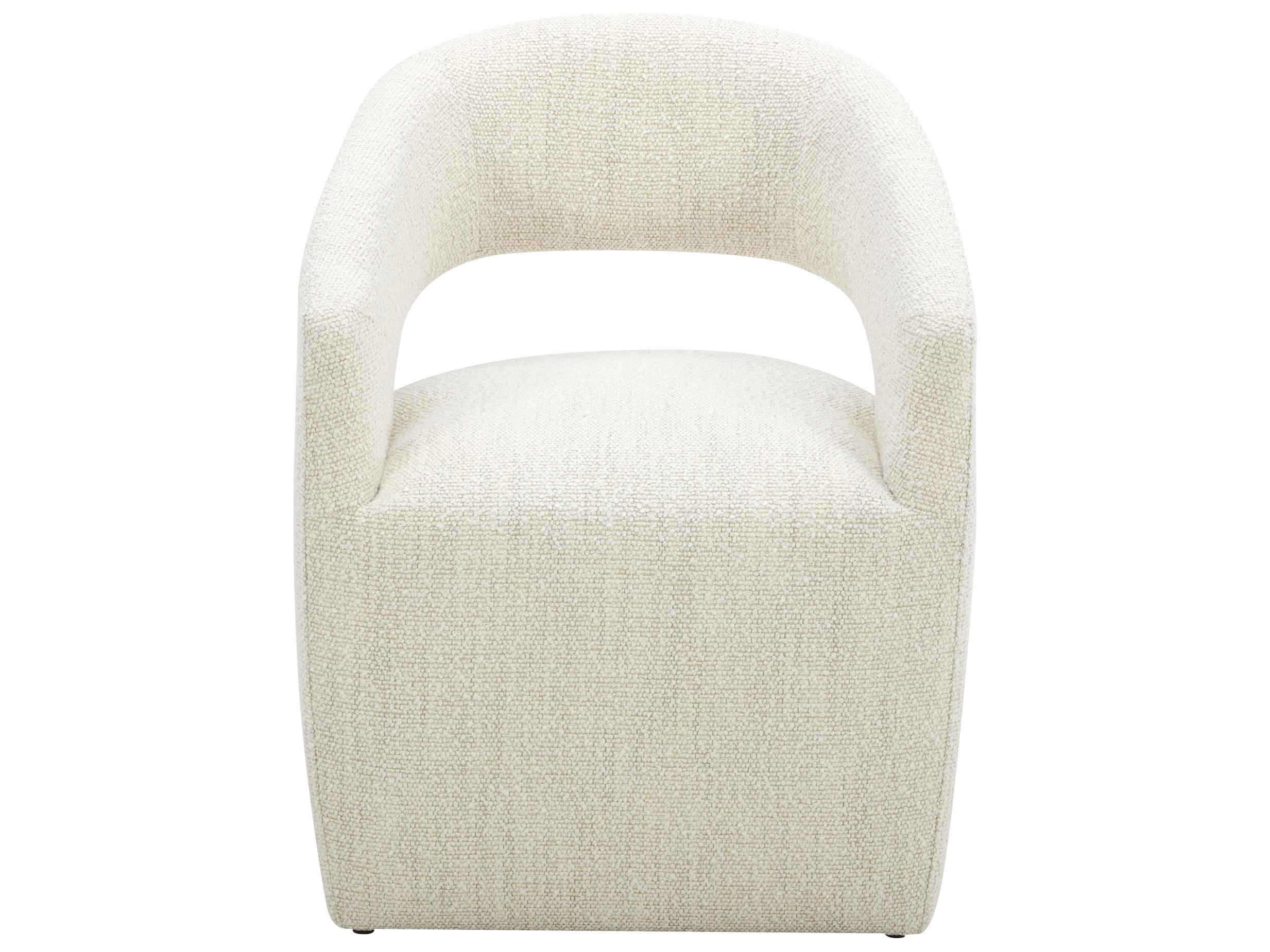 Moe's Home Barrow White Upholstered Arm Dining Chair