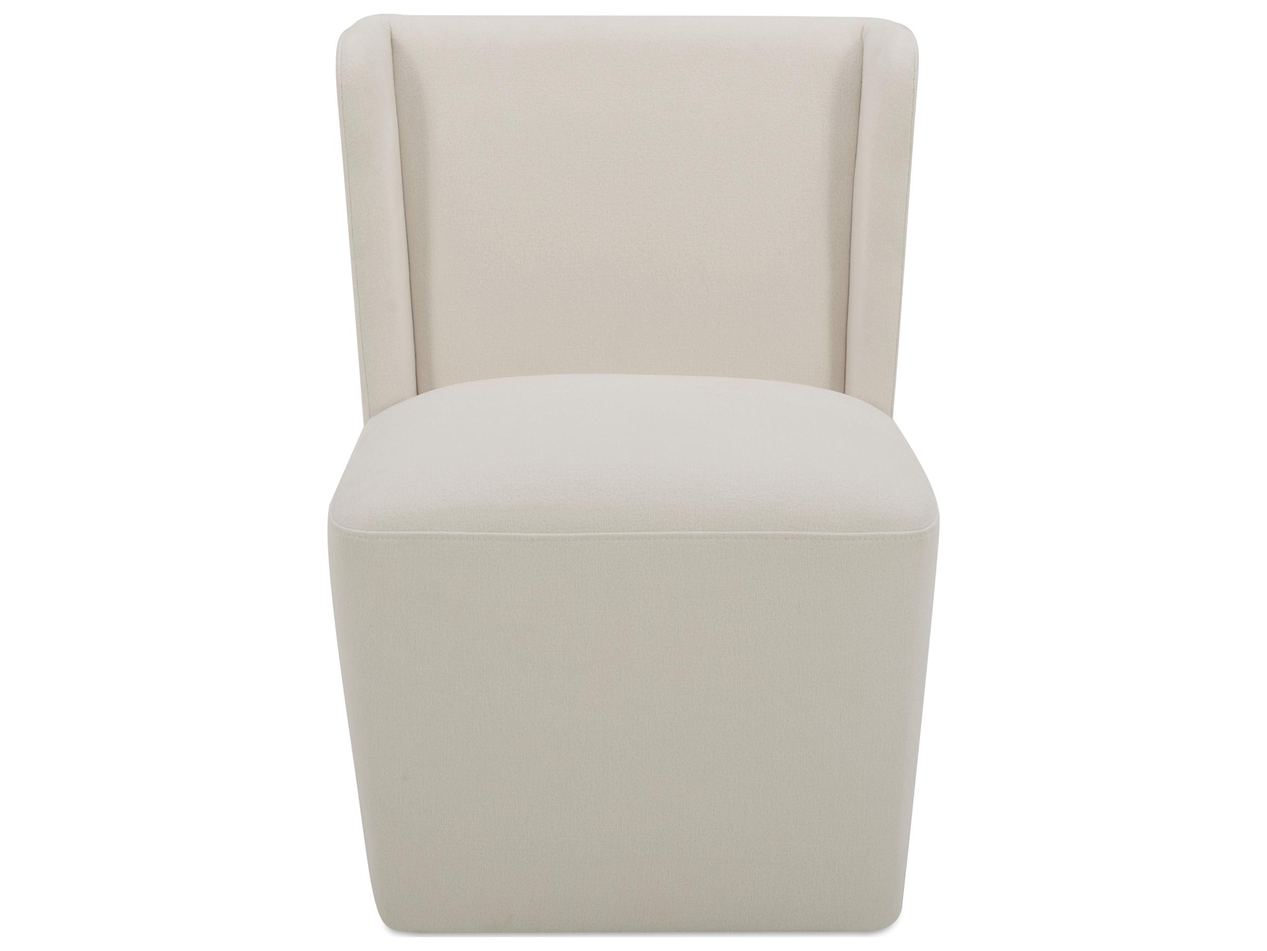 Moe's Home Cormac Rolling White Upholstered Side Dining Chair