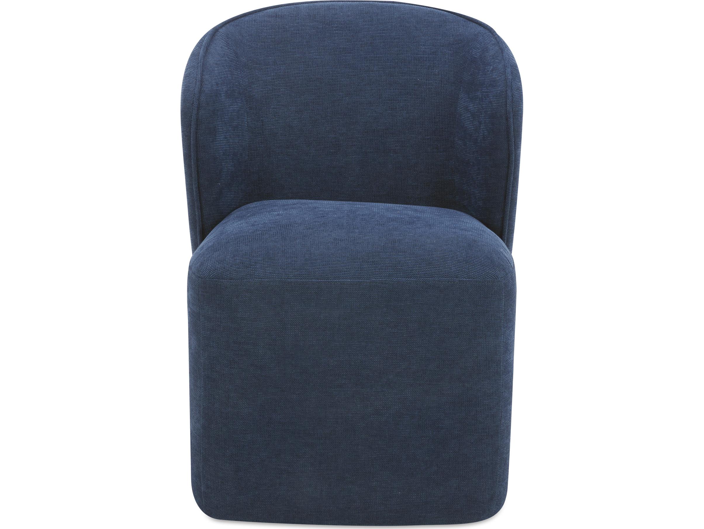 Moe's Home Larson Rolling Blue Upholstered Side Dining Chair