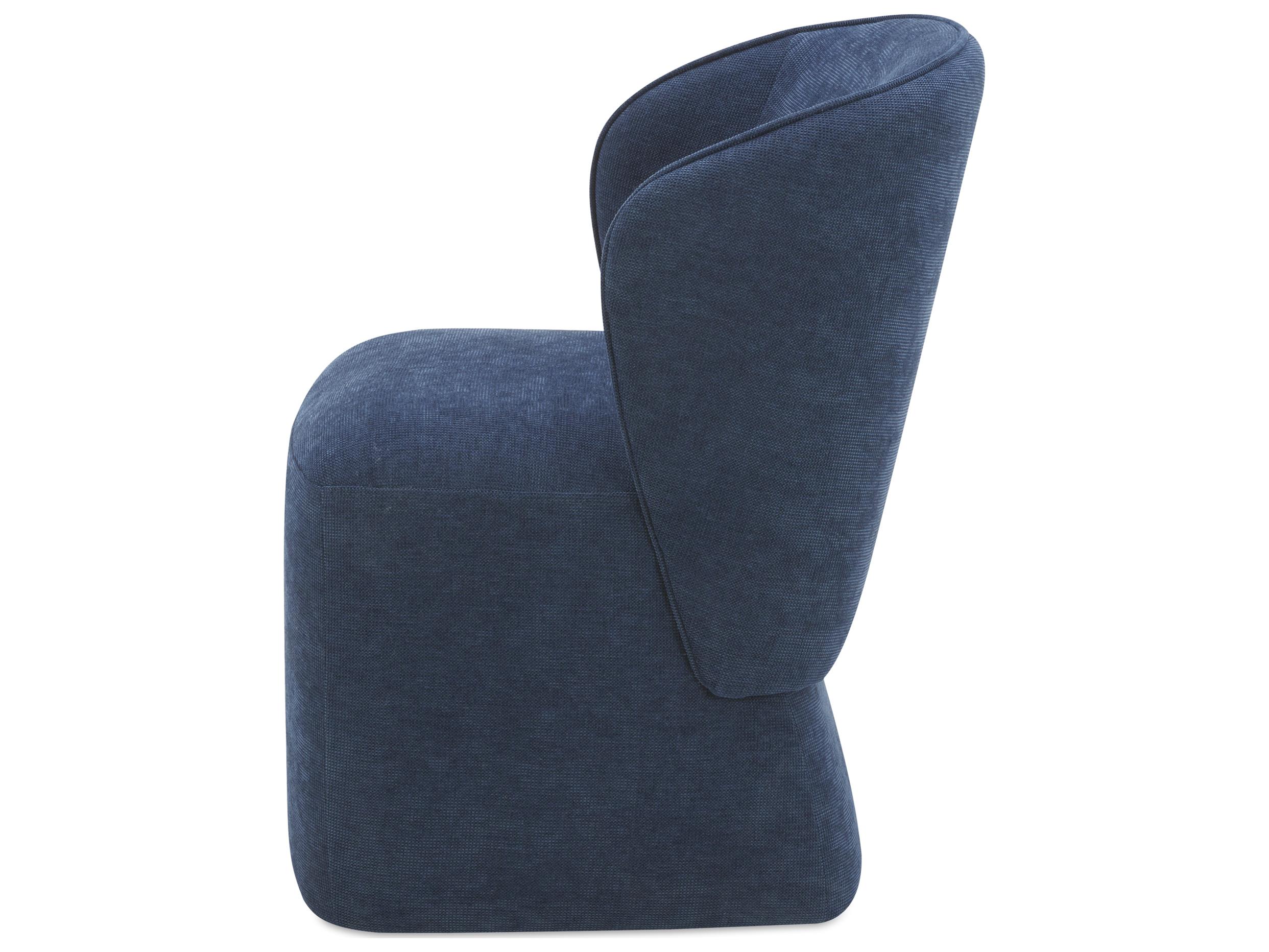 Moe's Home Larson Rolling Blue Upholstered Side Dining Chair