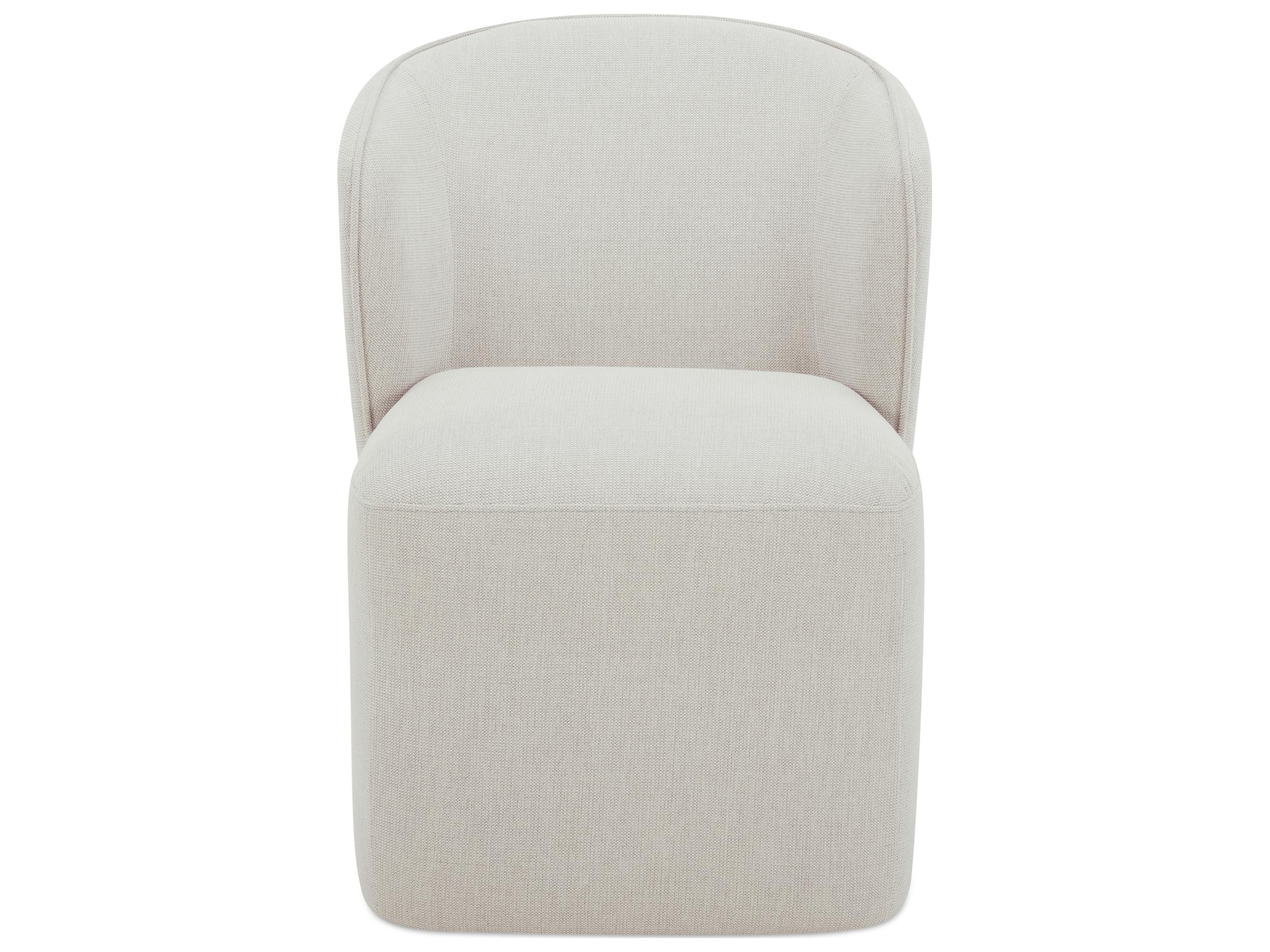 Moe's Home Larson Rolling White Upholstered Side Dining Chair
