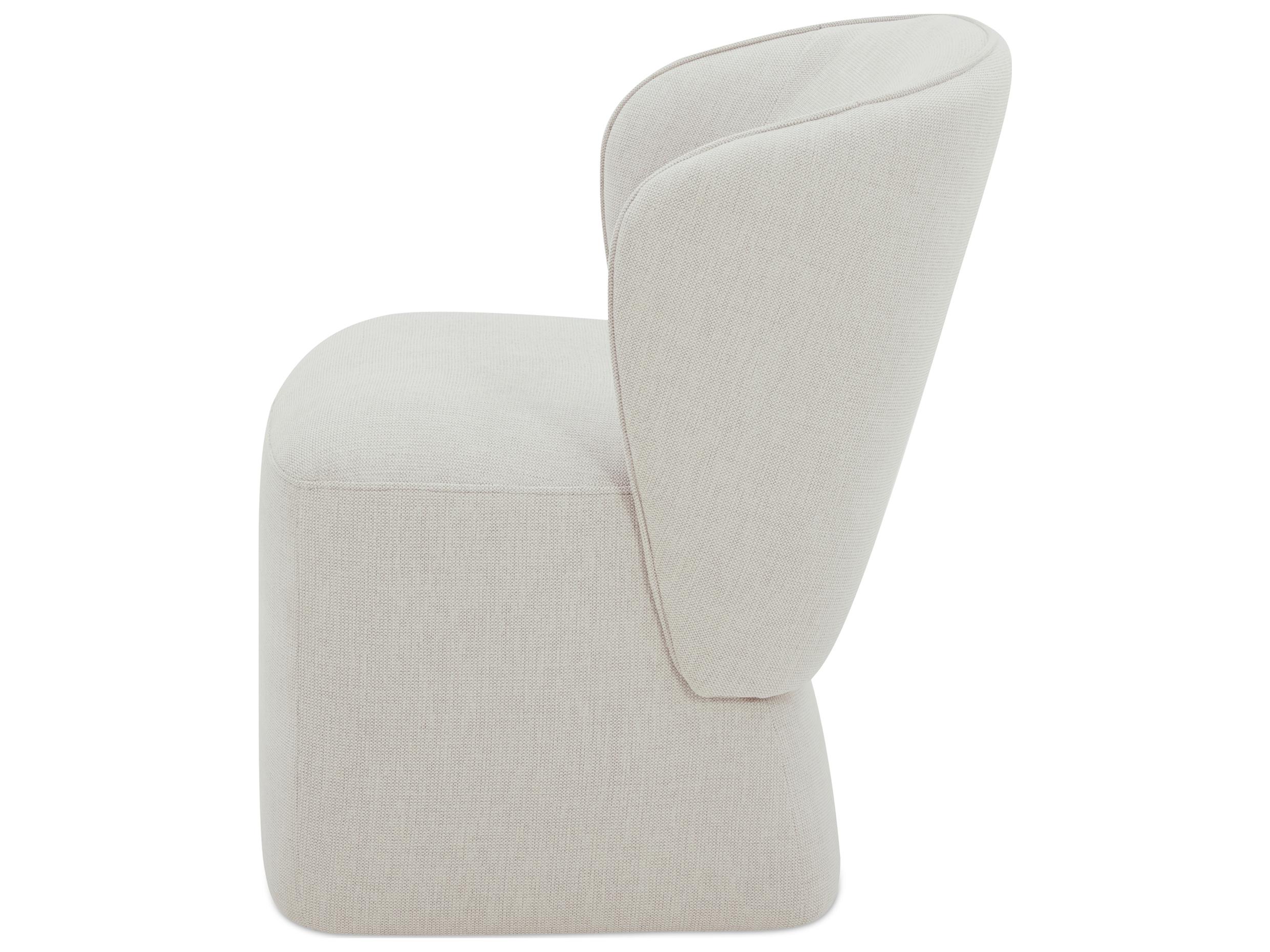 Moe's Home Larson Rolling White Upholstered Side Dining Chair