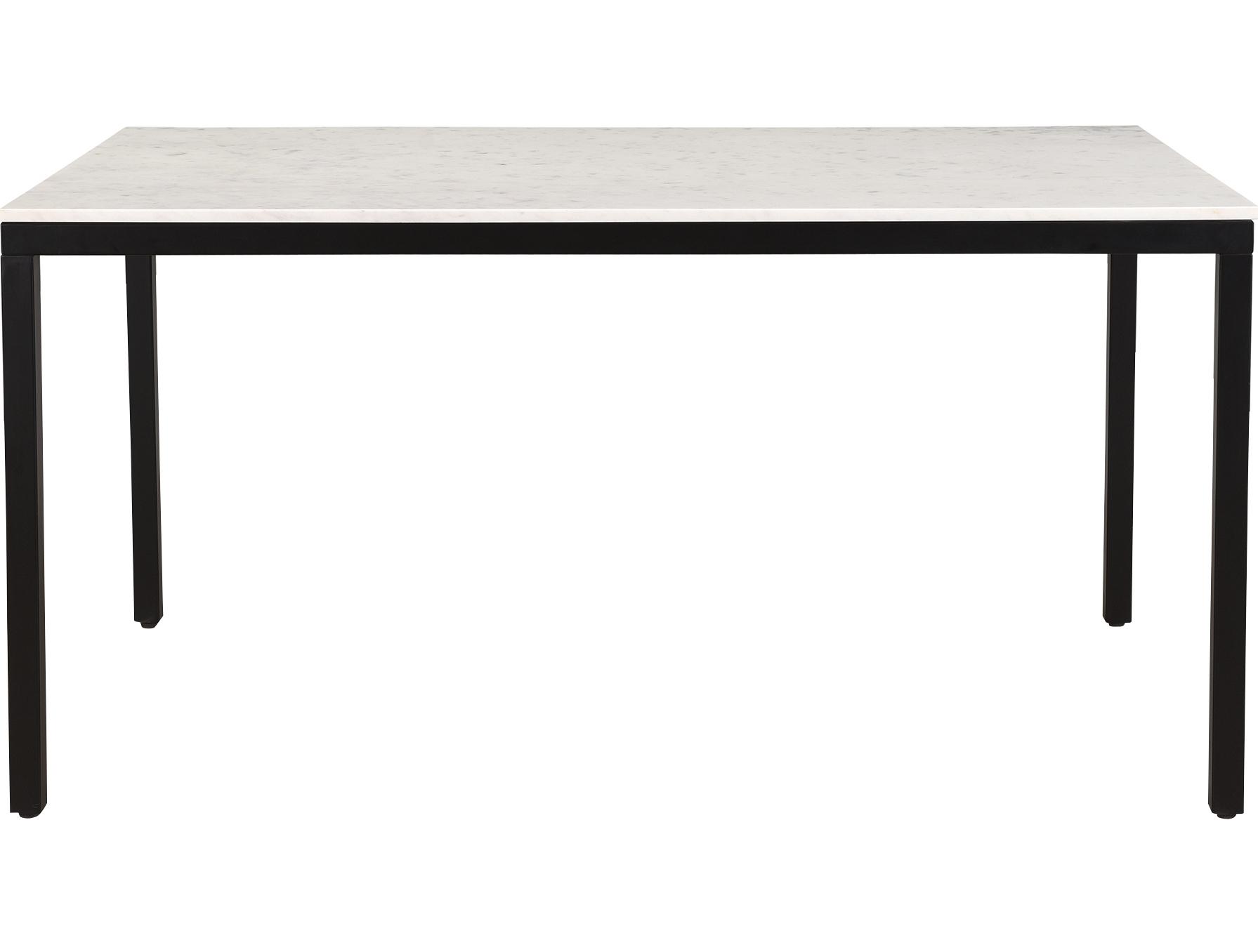 Moe's Home Parson Rectangular White Marble Black Dining Table