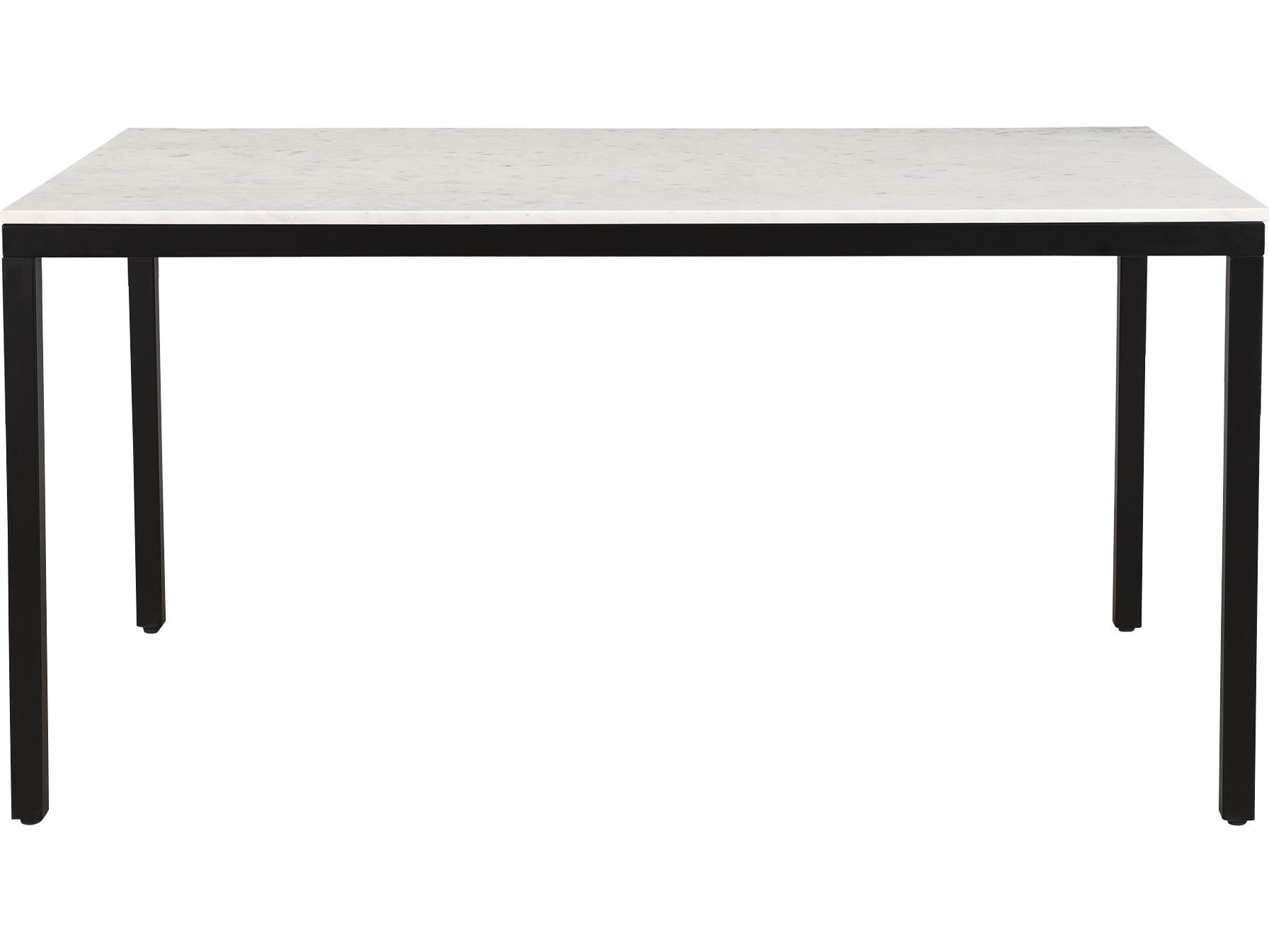 Moe's Home Parson Rectangular White Marble Black Dining Table