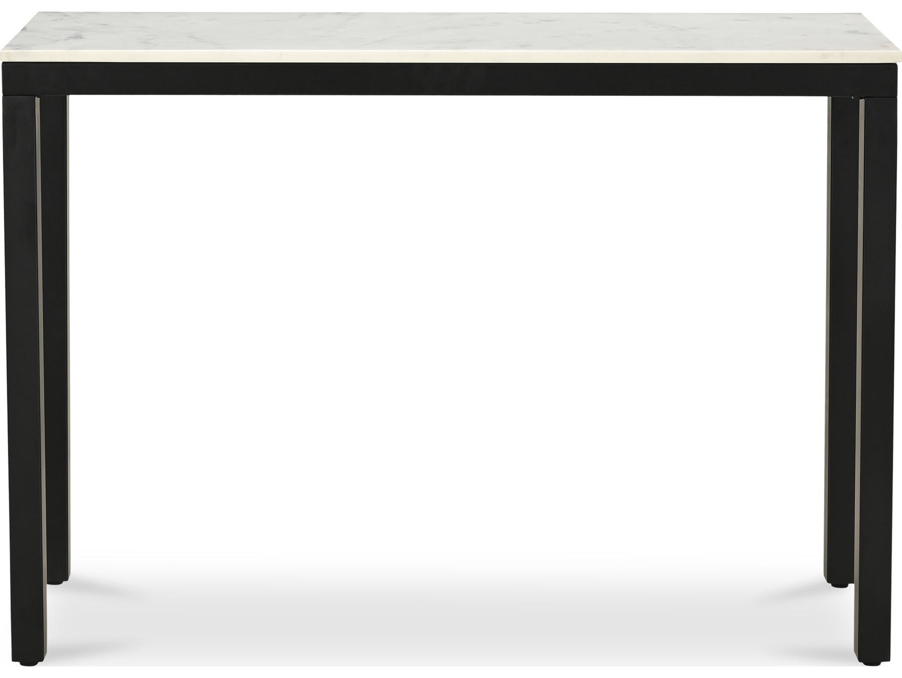 Moe's Home Parson Rectangular White Marble Black Console Table