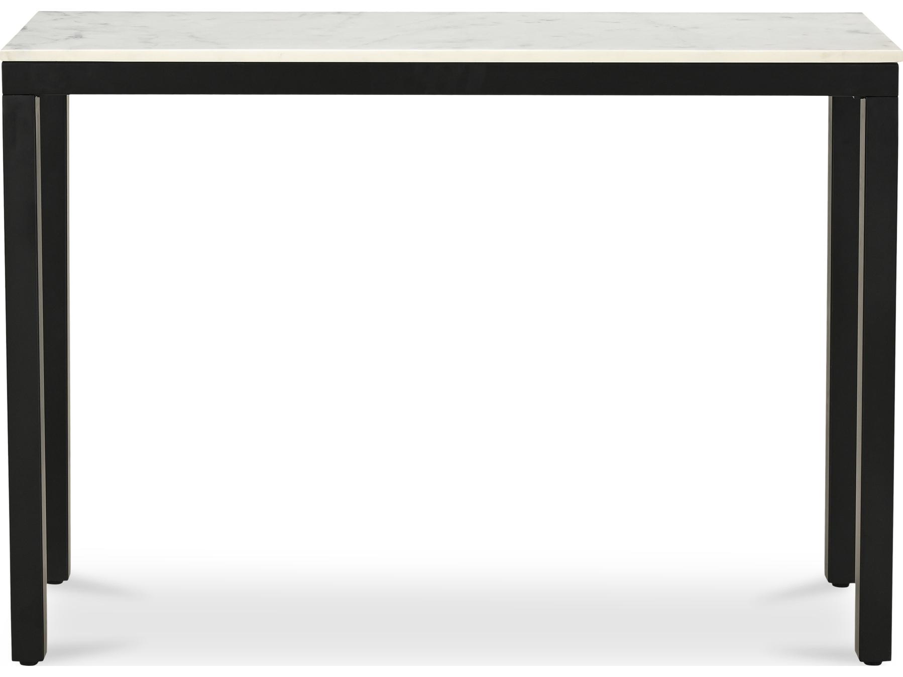 Moe's Home Parson Rectangular White Marble Black Console Table