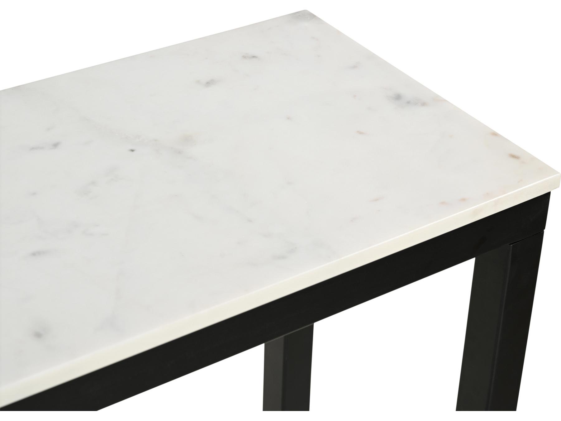 Moe's Home Parson Rectangular White Marble Black Console Table
