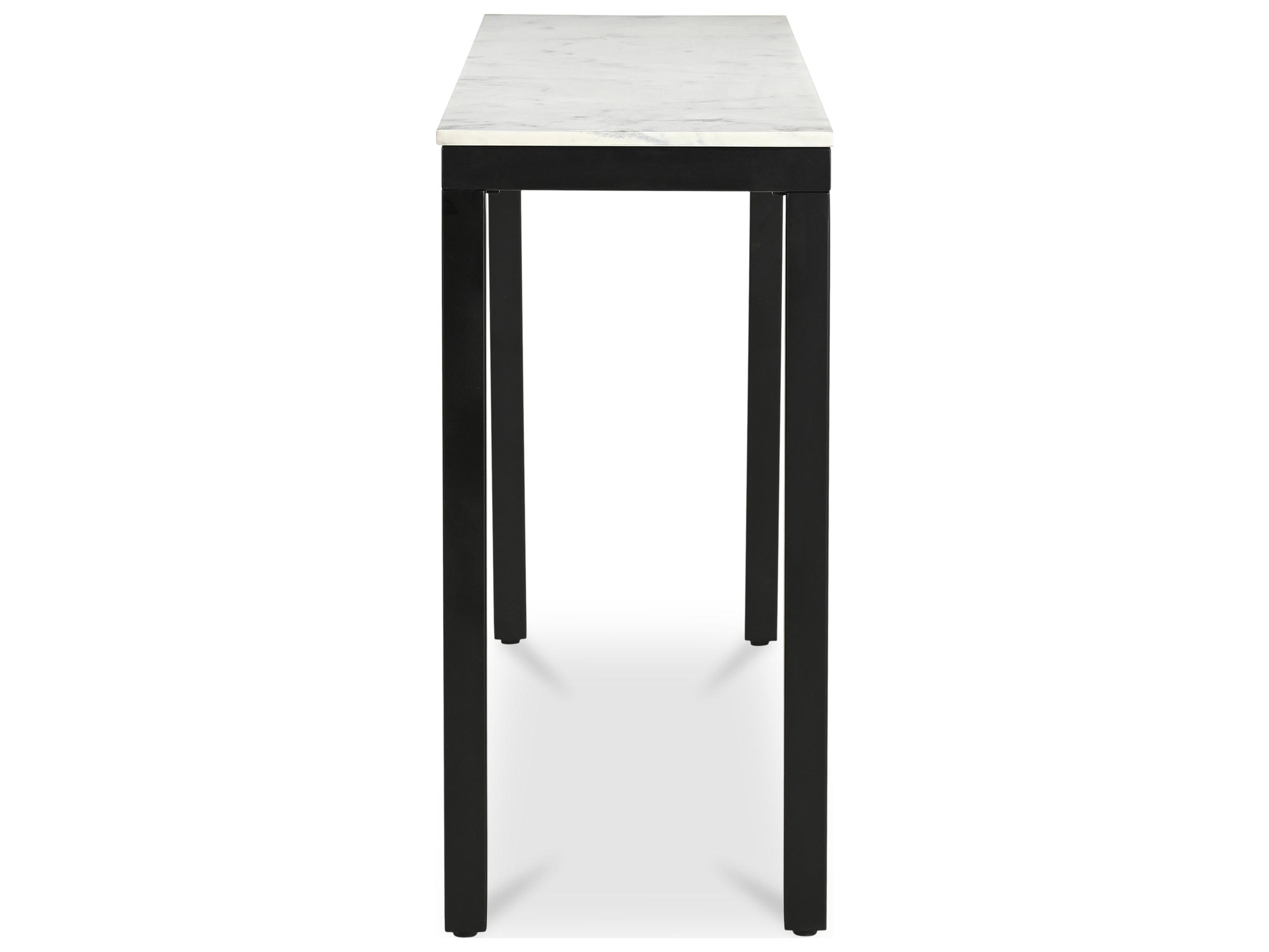 Moe's Home Parson Rectangular White Marble Black Console Table