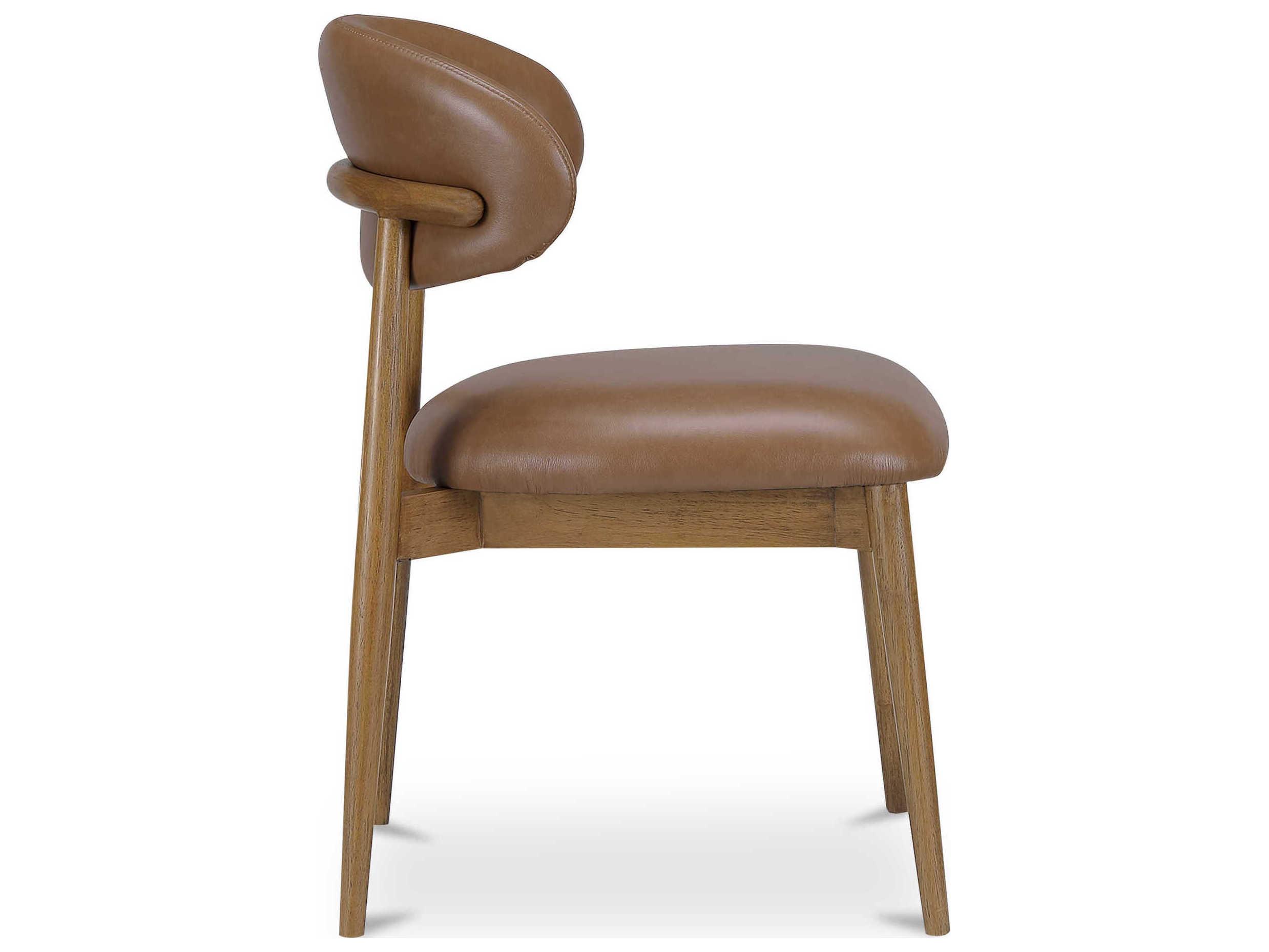 Moe's Home Ellie Plywood Brown Leather Armless Dining Chair