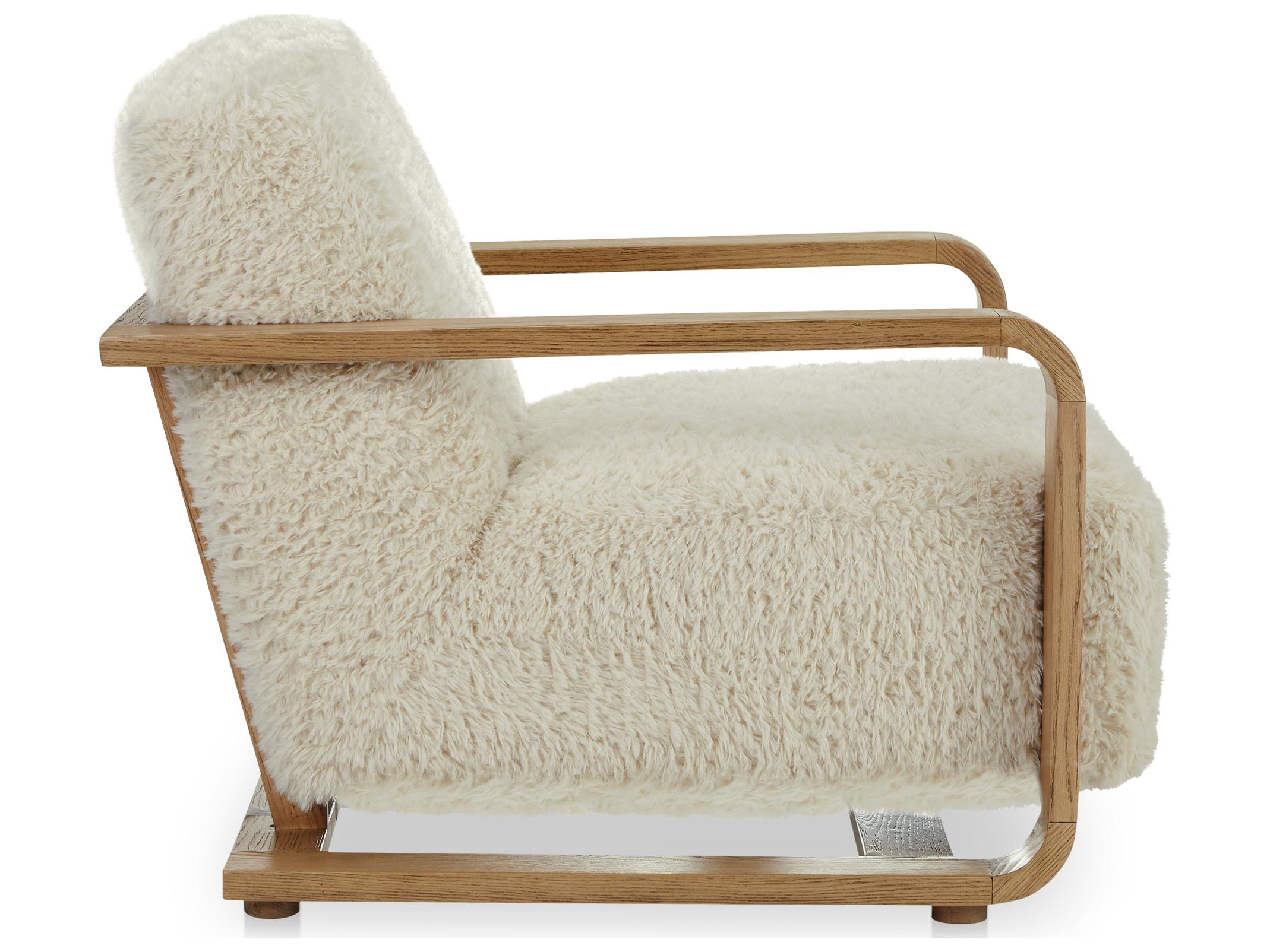 Moe's Home Eckersley Lounge Chair Cream Faux Fur