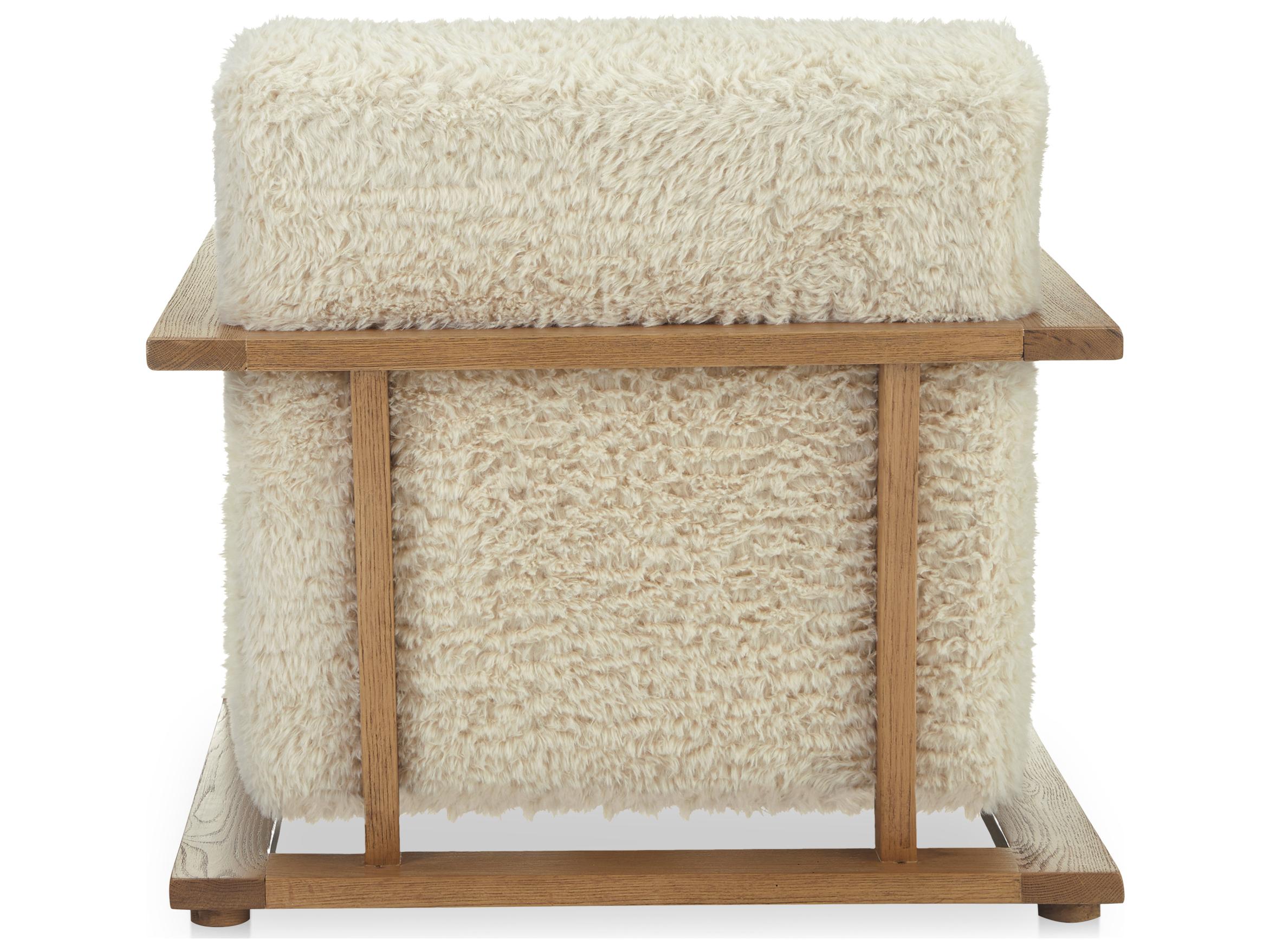 Moe's Home Eckersley Lounge Chair Cream Faux Fur