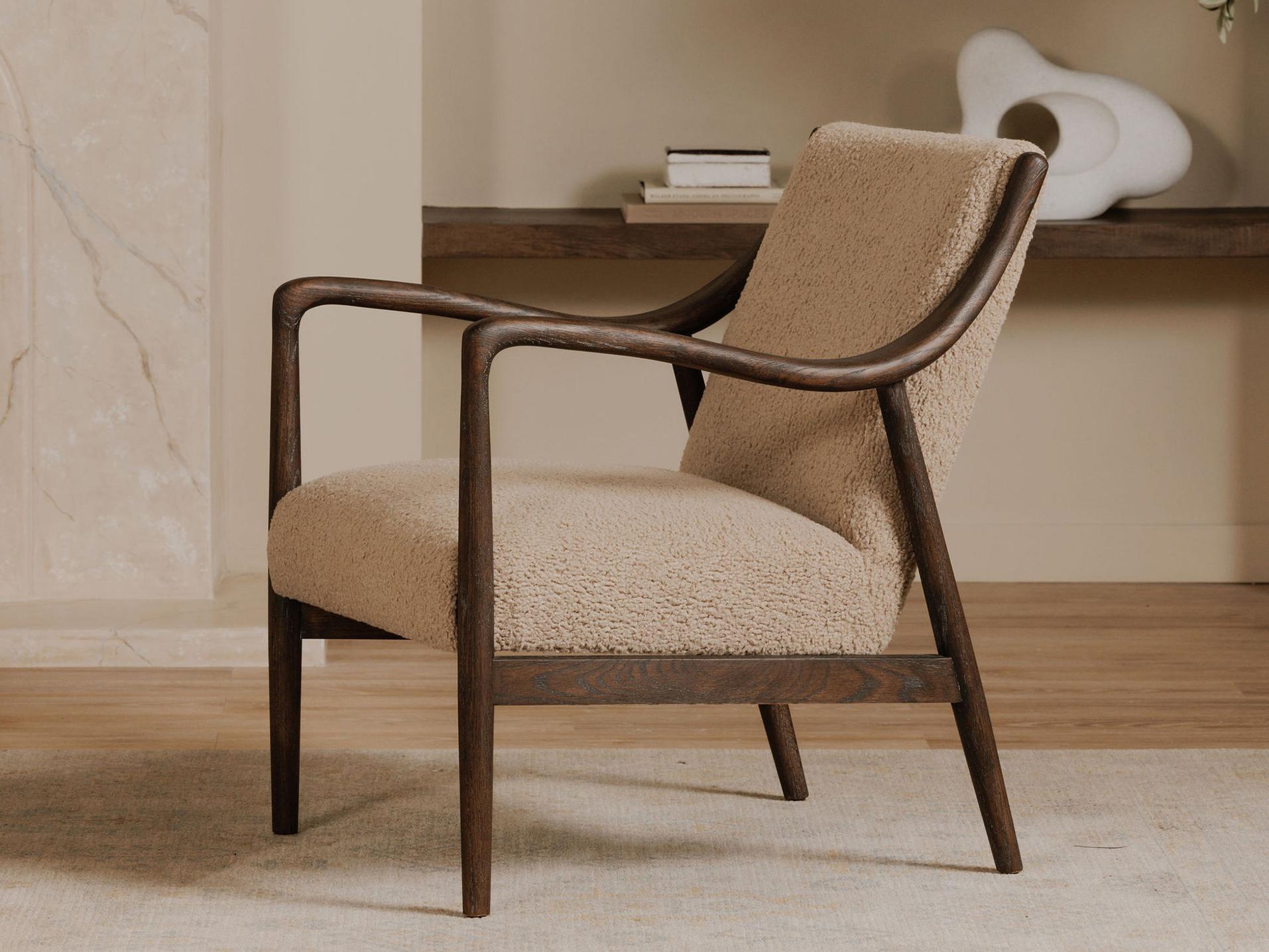 Moe's Home Yates Beige Faux Shearling Accent Chair