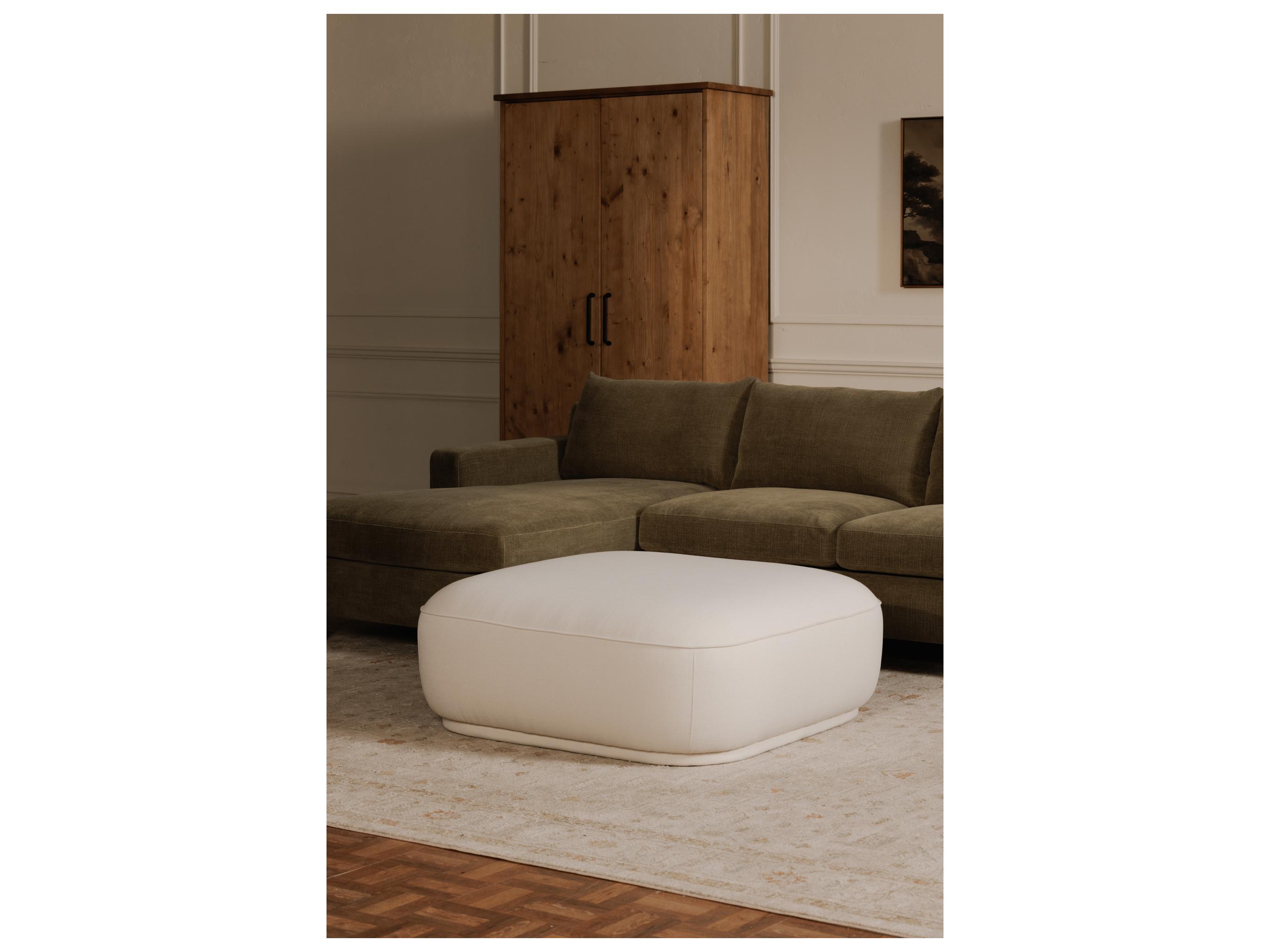 Moe's Home Marion White Upholstered Ottoman