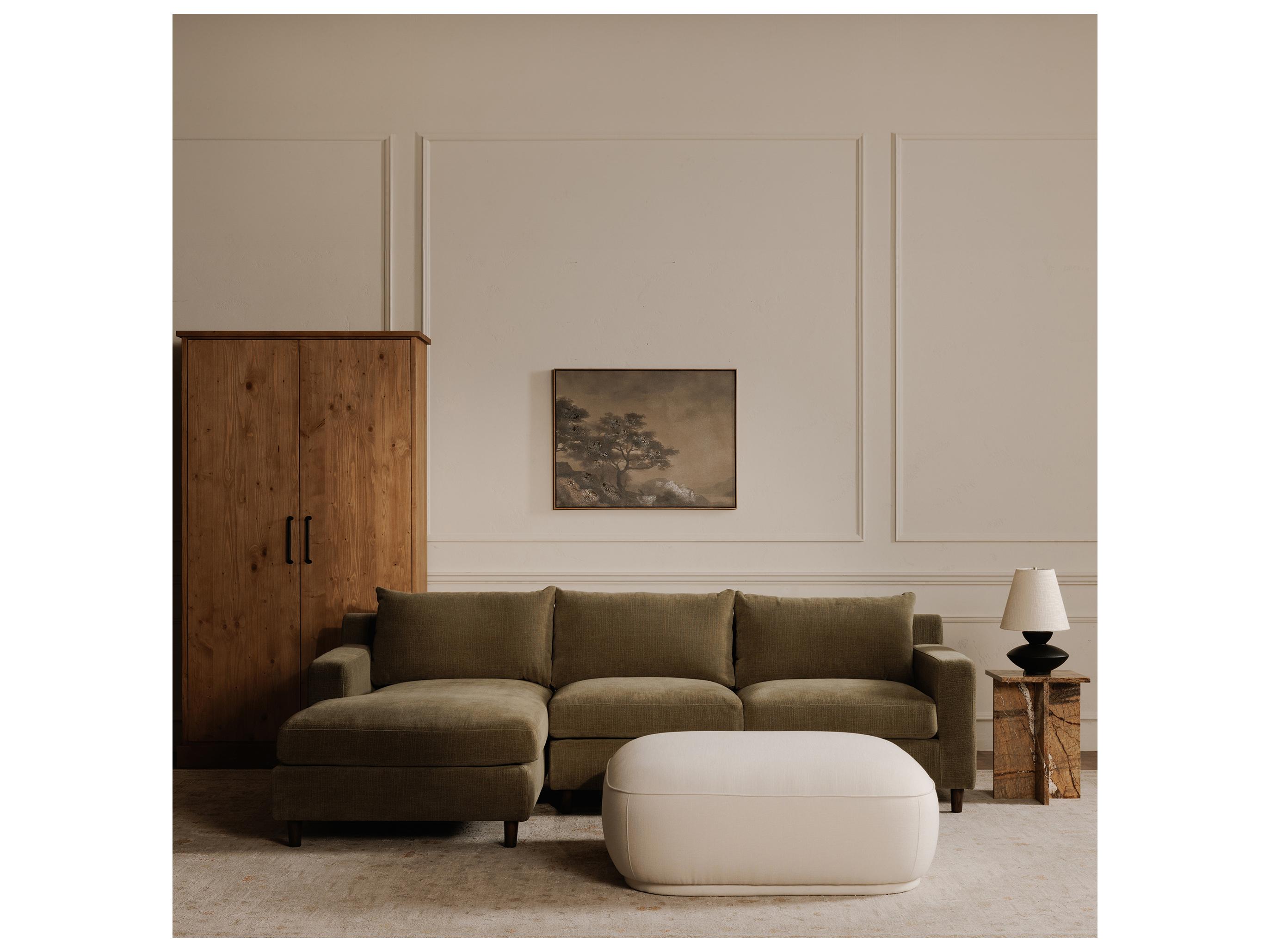 Moe's Home Marion White Upholstered Ottoman