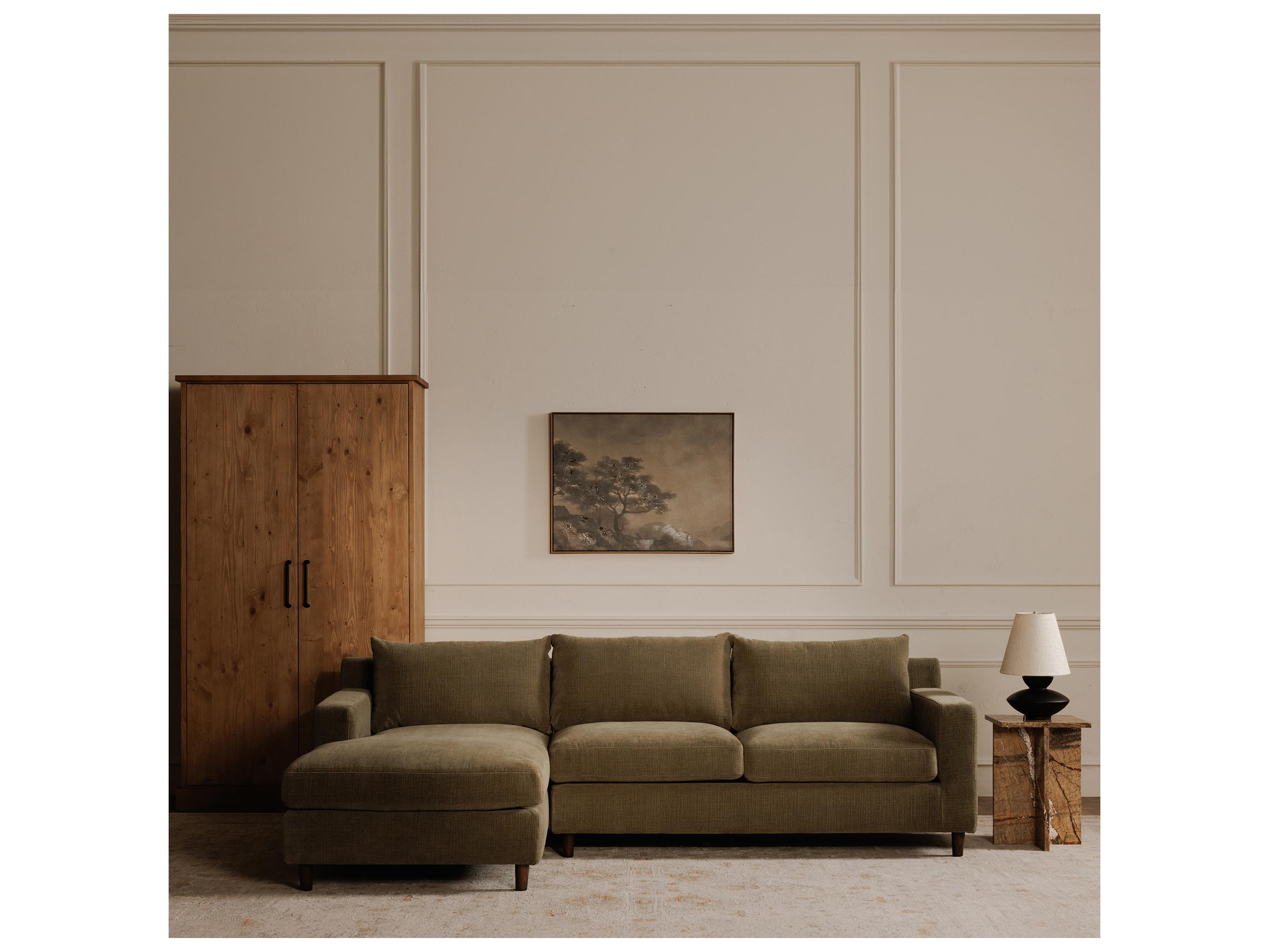 Moe's Home Hutton Green Upholstered Right Sectional Sofa