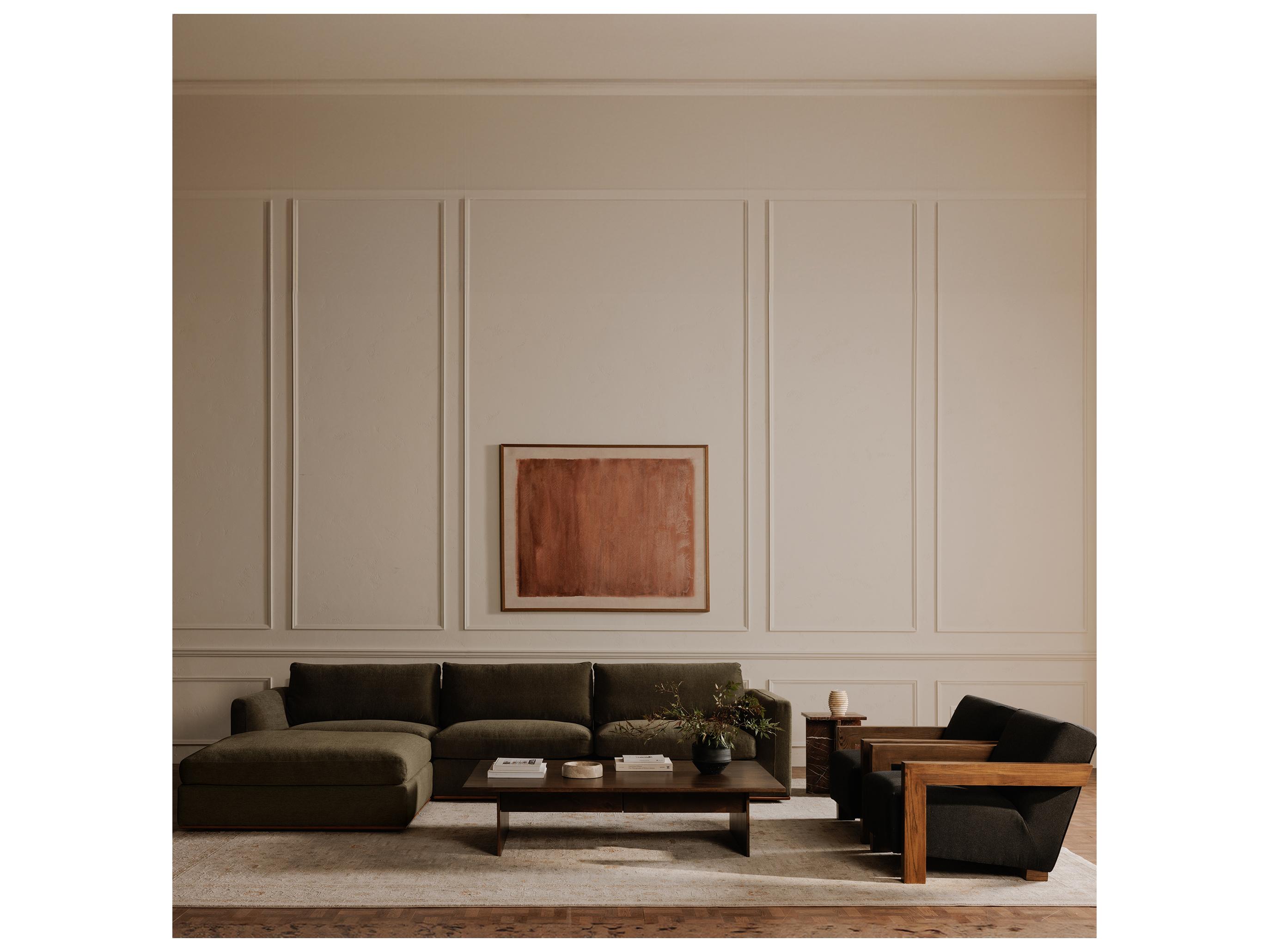 Moe's Home Rue Green Upholstered Sectional Sofa