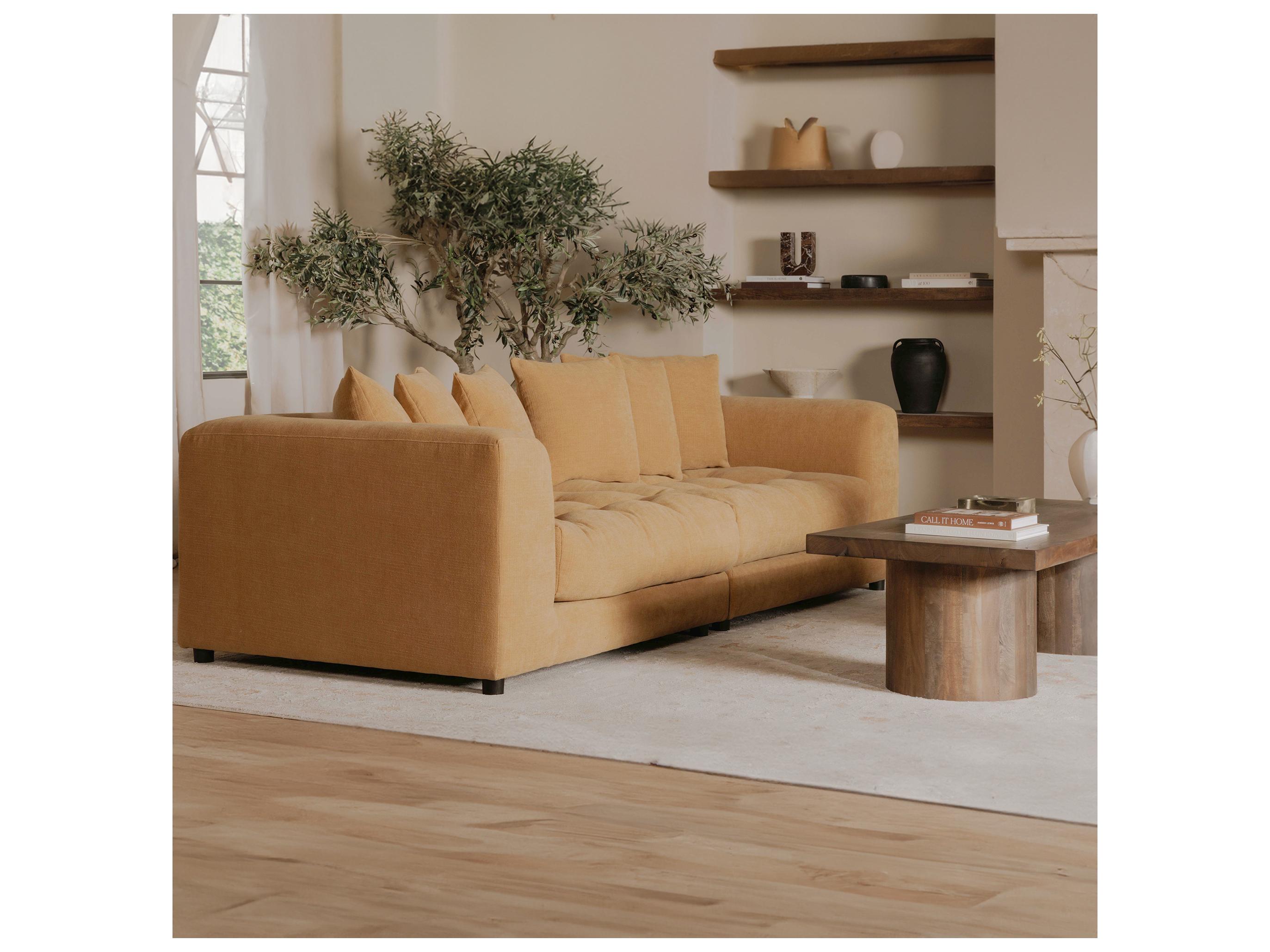 Moe's Home Davie Yellow Upholstered Sofa