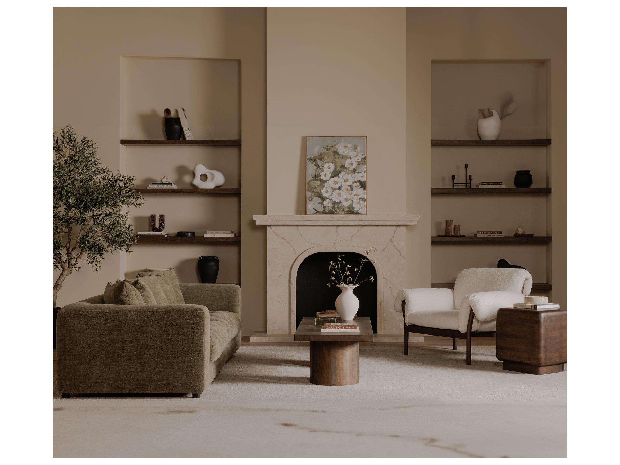 Moe's Home Davie Green Upholstered Sofa