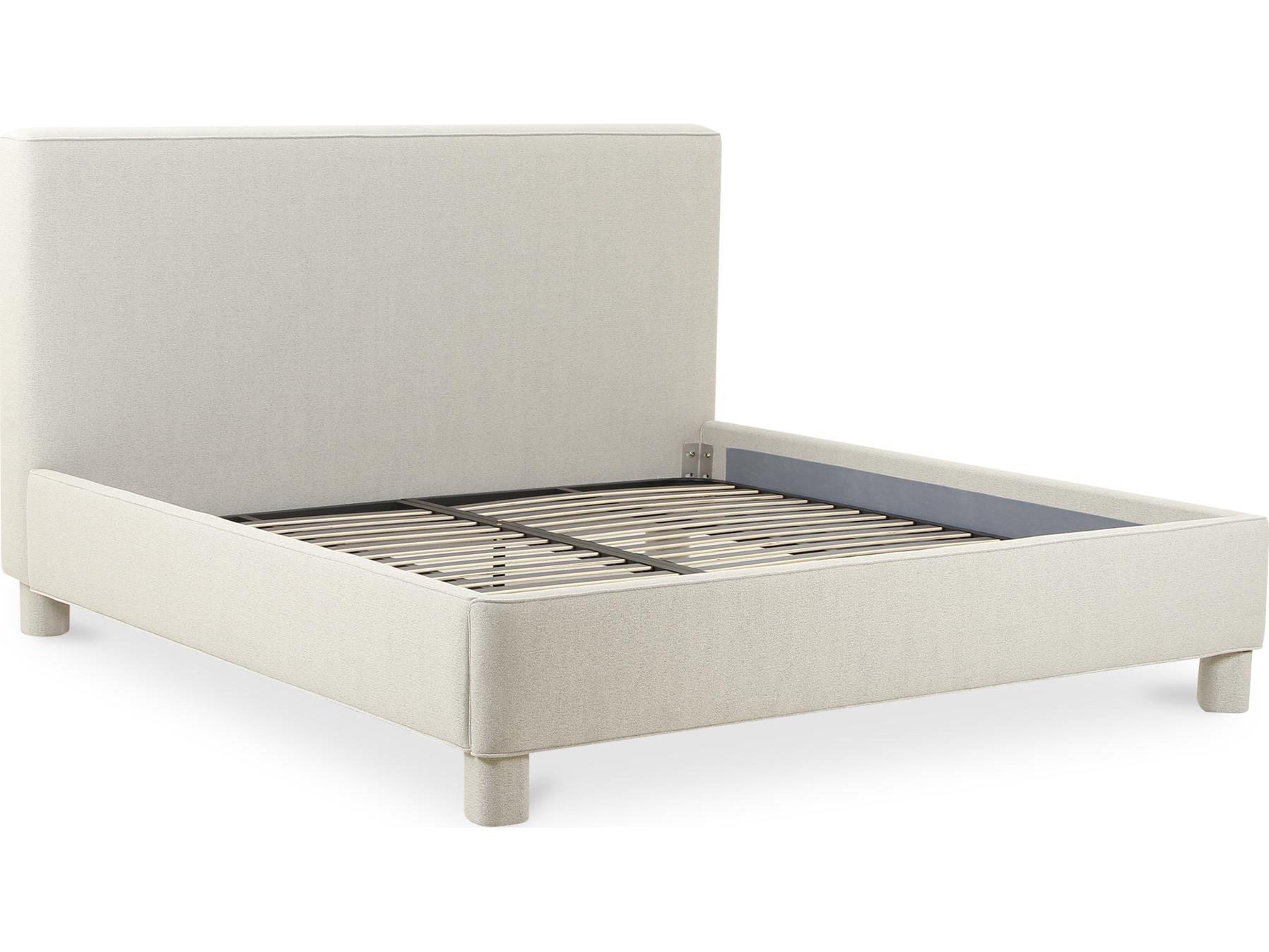 Moe's Home Ichigo Light Grey Ply Wood Upholstered King Panel Bed