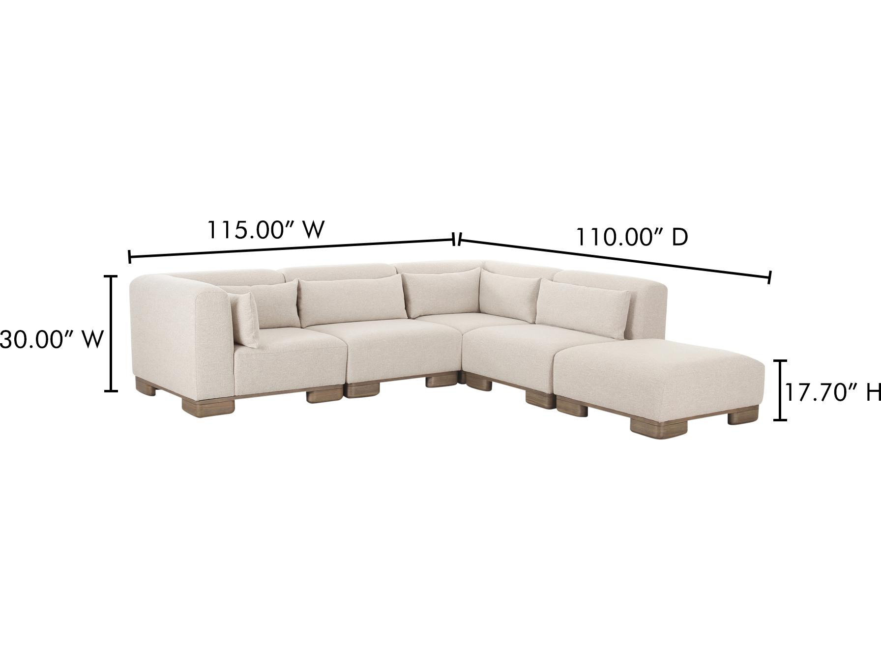 Moe's Home June Beige Upholstered Sectional Sofa