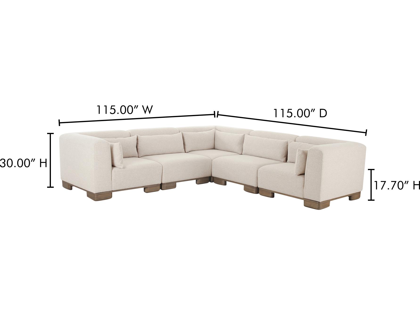 Moe's Home June Beige Upholstered Sectional Sofa