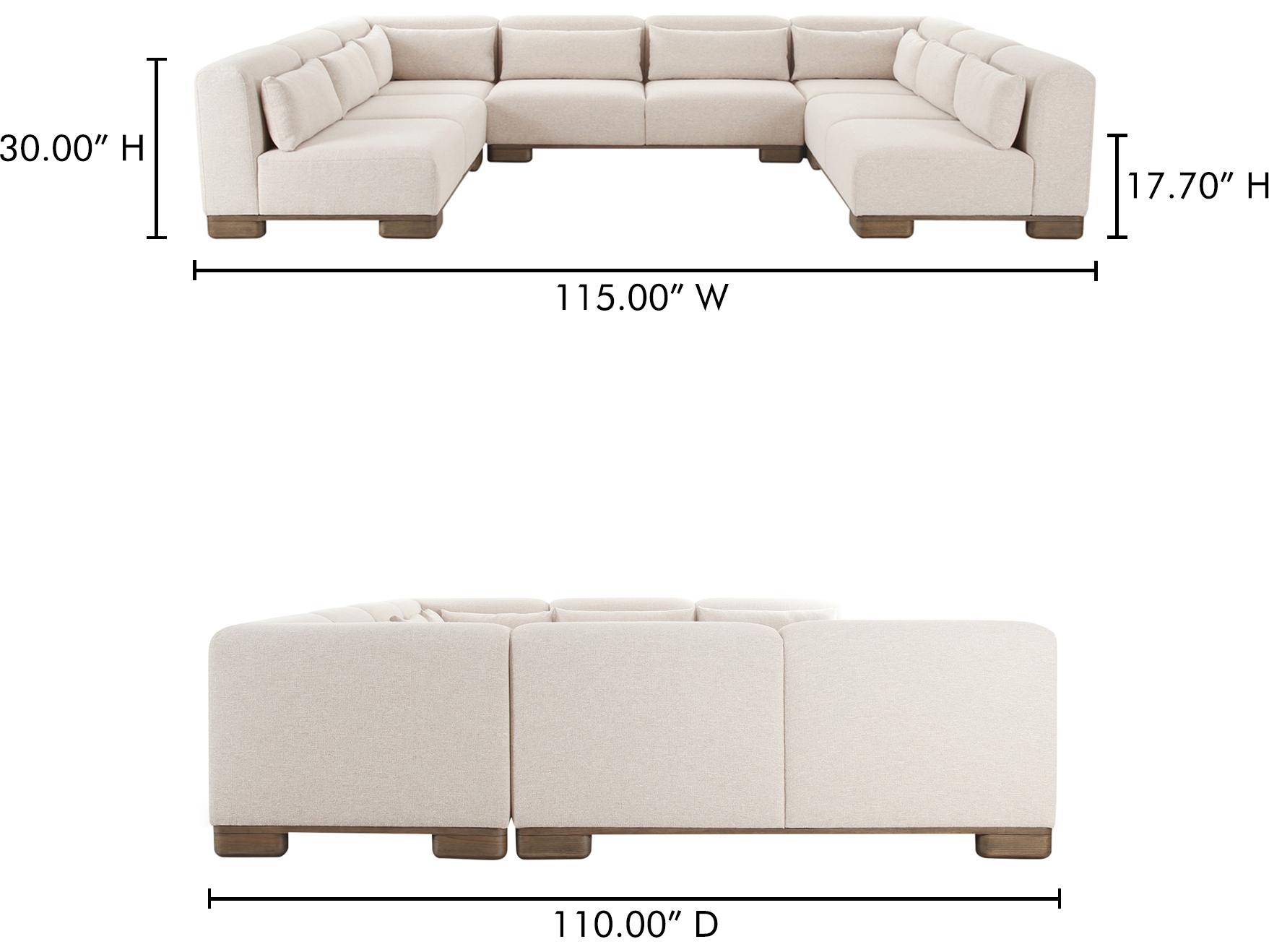 Moe's Home June Beige Upholstered Sectional Sofa