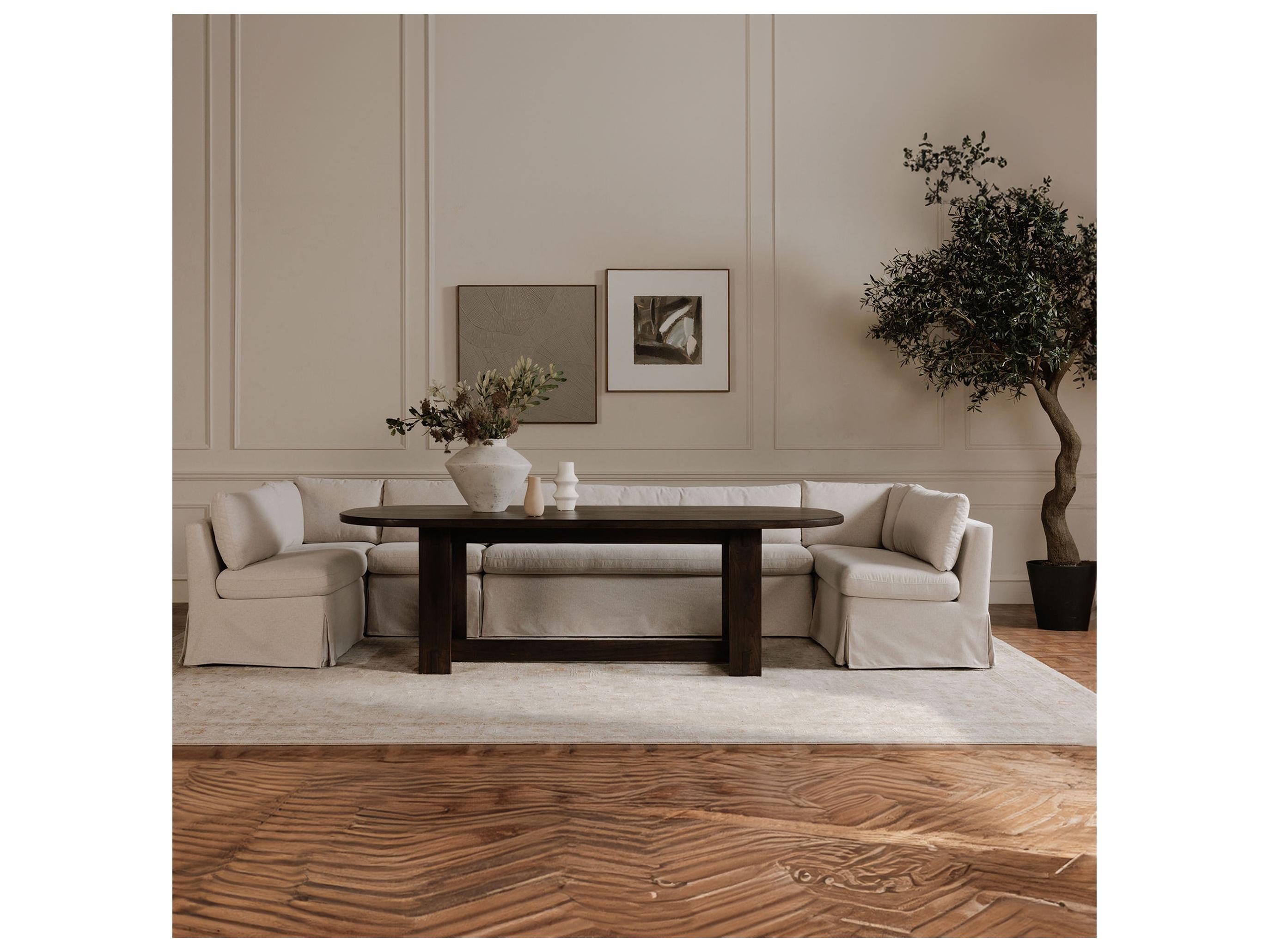 Moe's Home Fable Beige Upholstered Armless Dining Chair