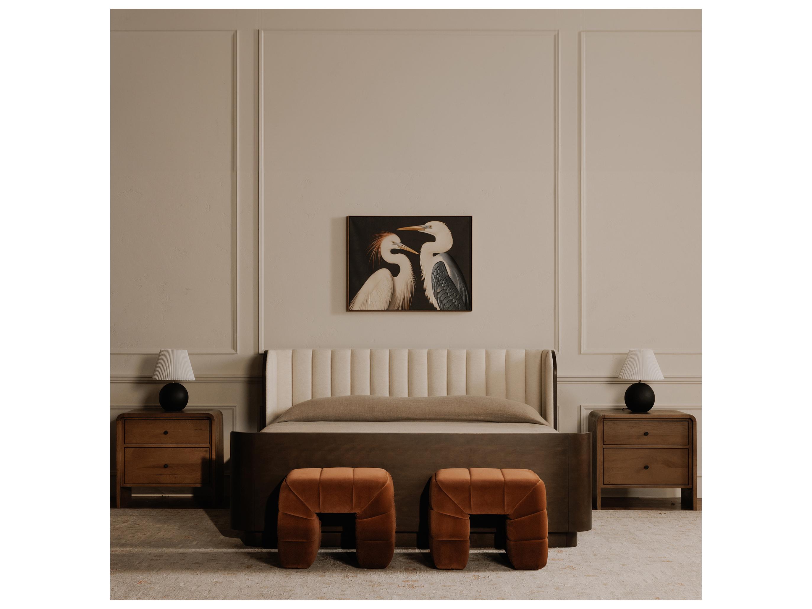 Moe's Home Verity Brown Upholstered Accent Stool