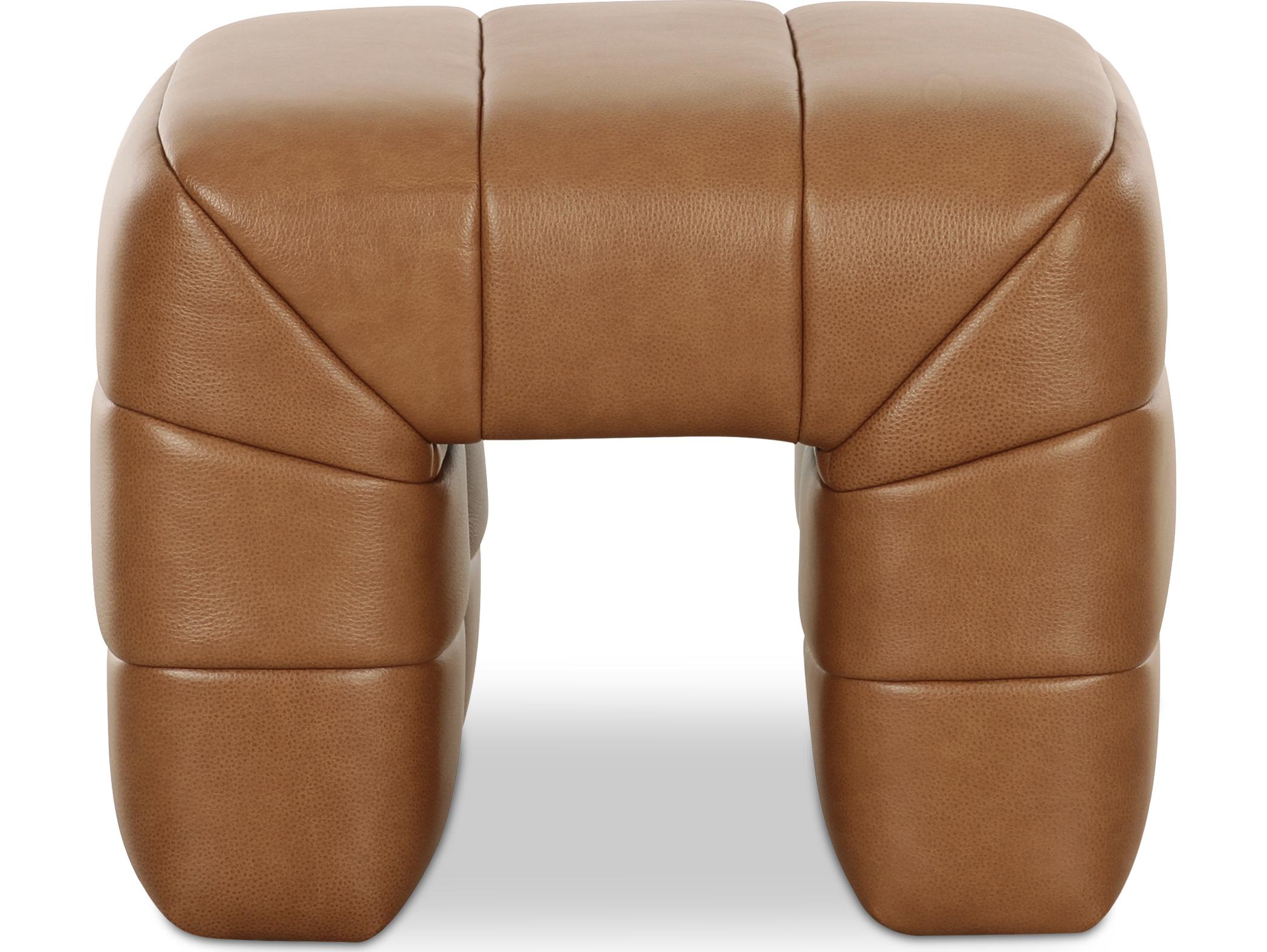 Moe's Home Verity Brown Leather Accent Stool