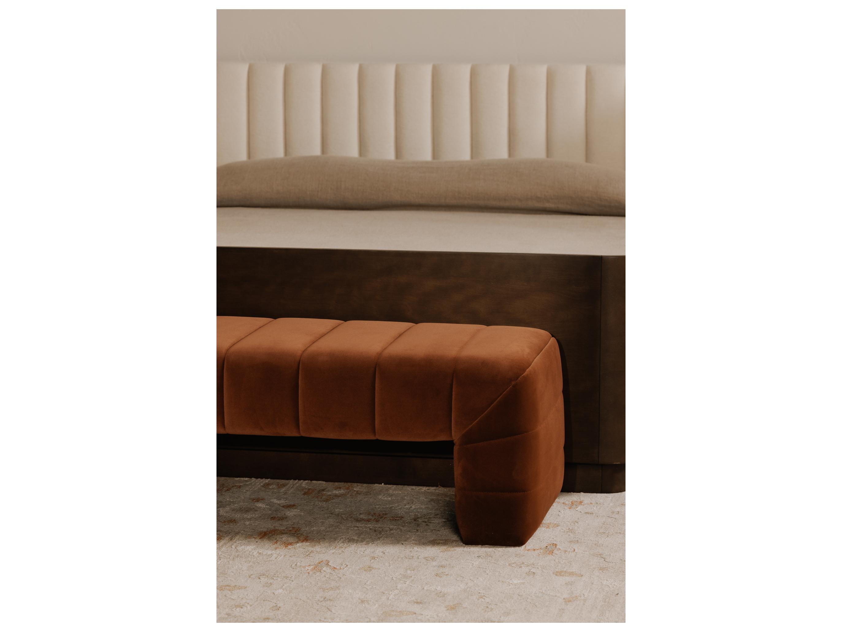 Moe's Home Verity Brown Upholstered Accent Bench