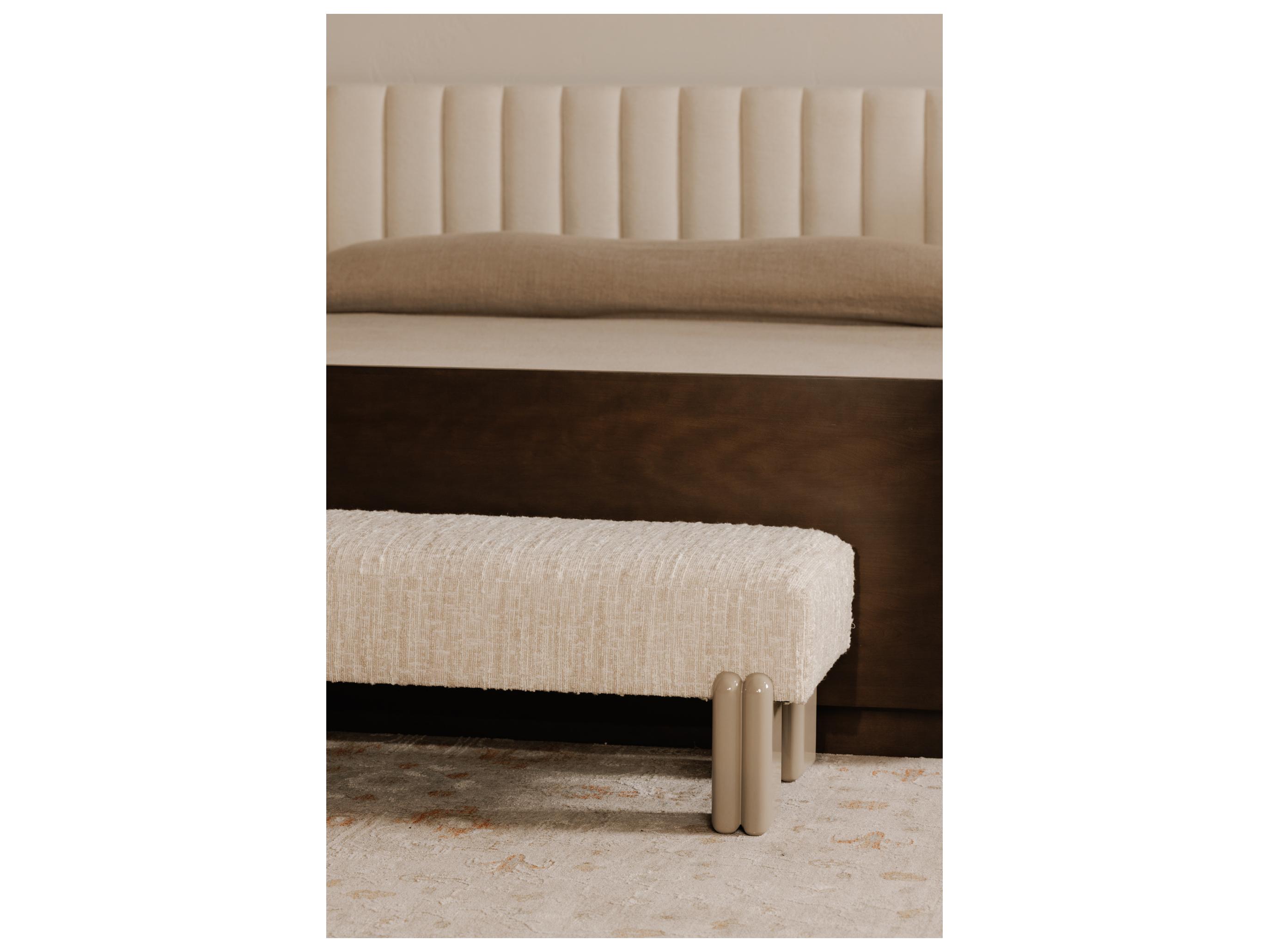 Moe's Home Priya Beige Upholstered Accent Bench