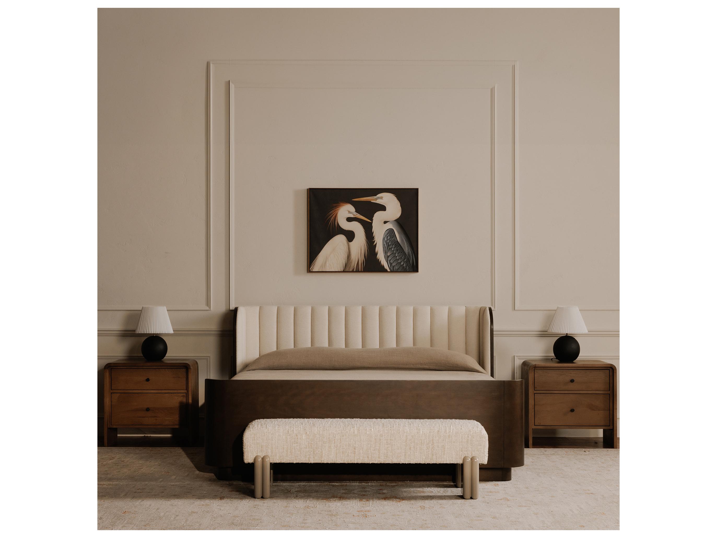 Moe's Home Priya Beige Upholstered Accent Bench