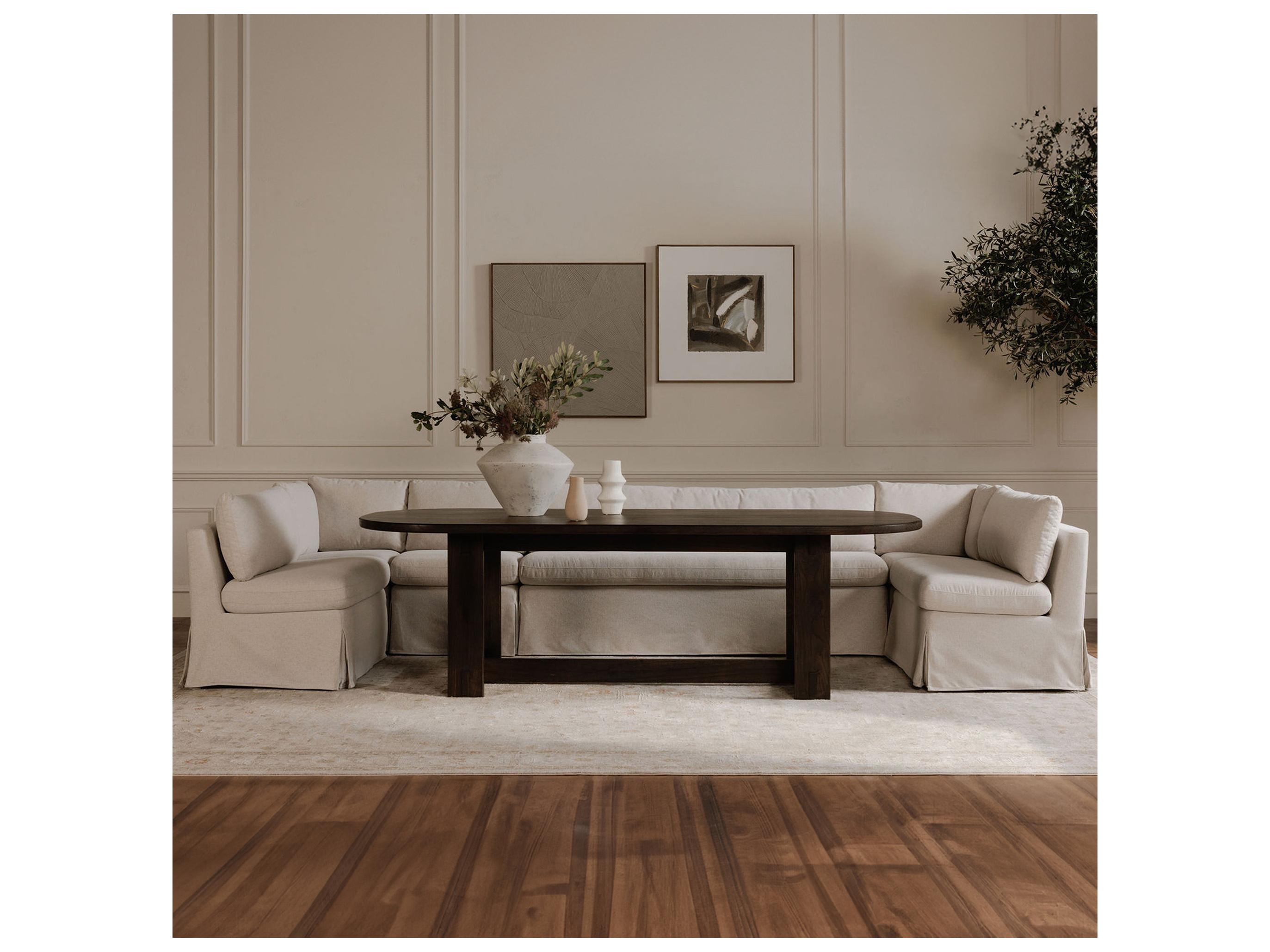 Moe's Home Fable Beige Upholstered Sectional Sofa