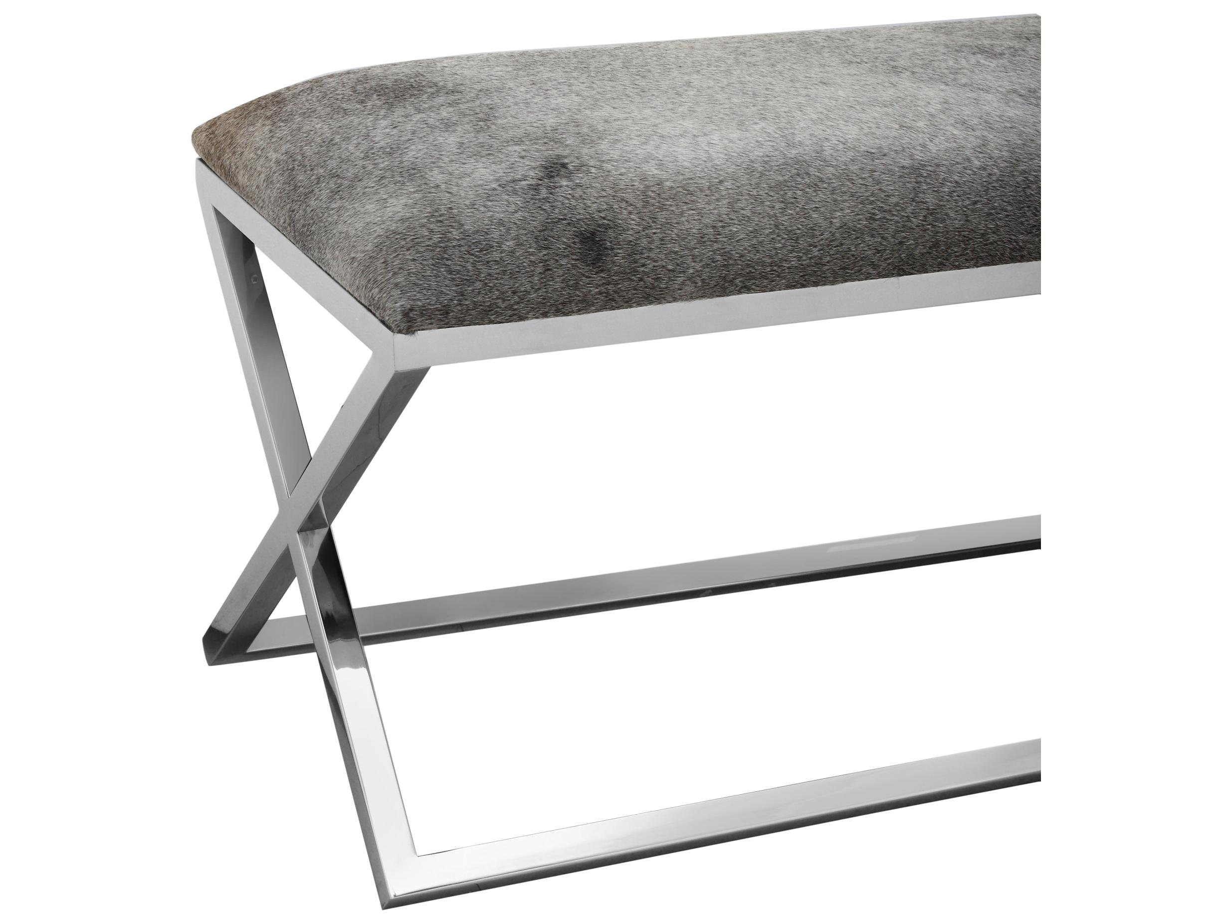 Moe's Home Rossi Grey Leather Accent Bench