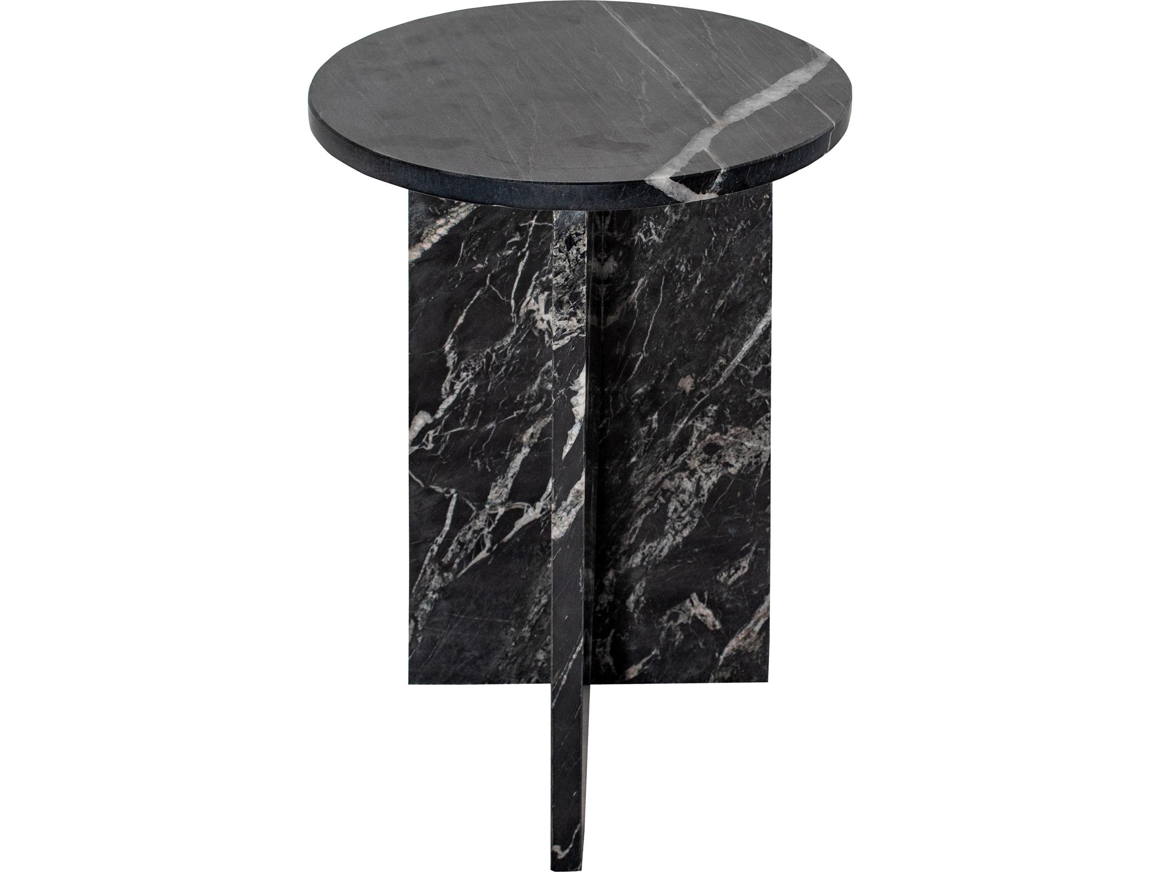 Moe's Home Grace Round Marble Black End Table