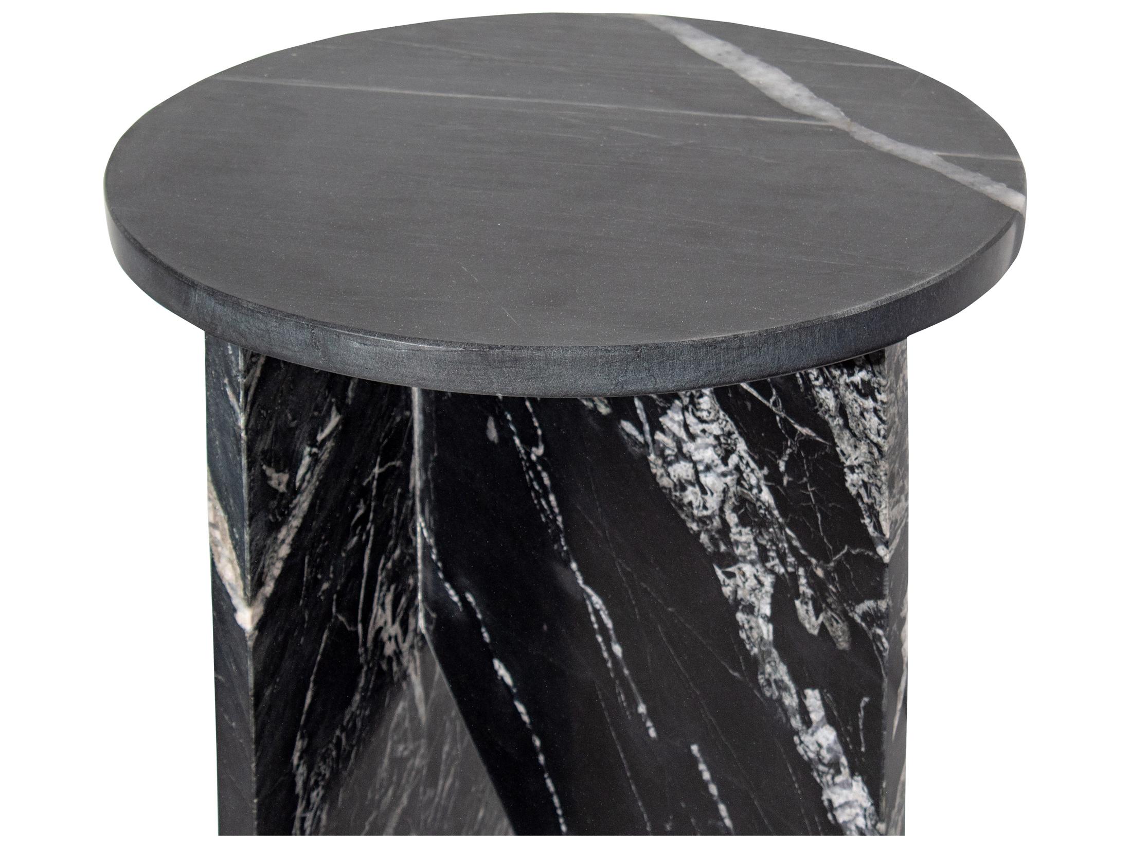 Moe's Home Grace Round Marble Black End Table
