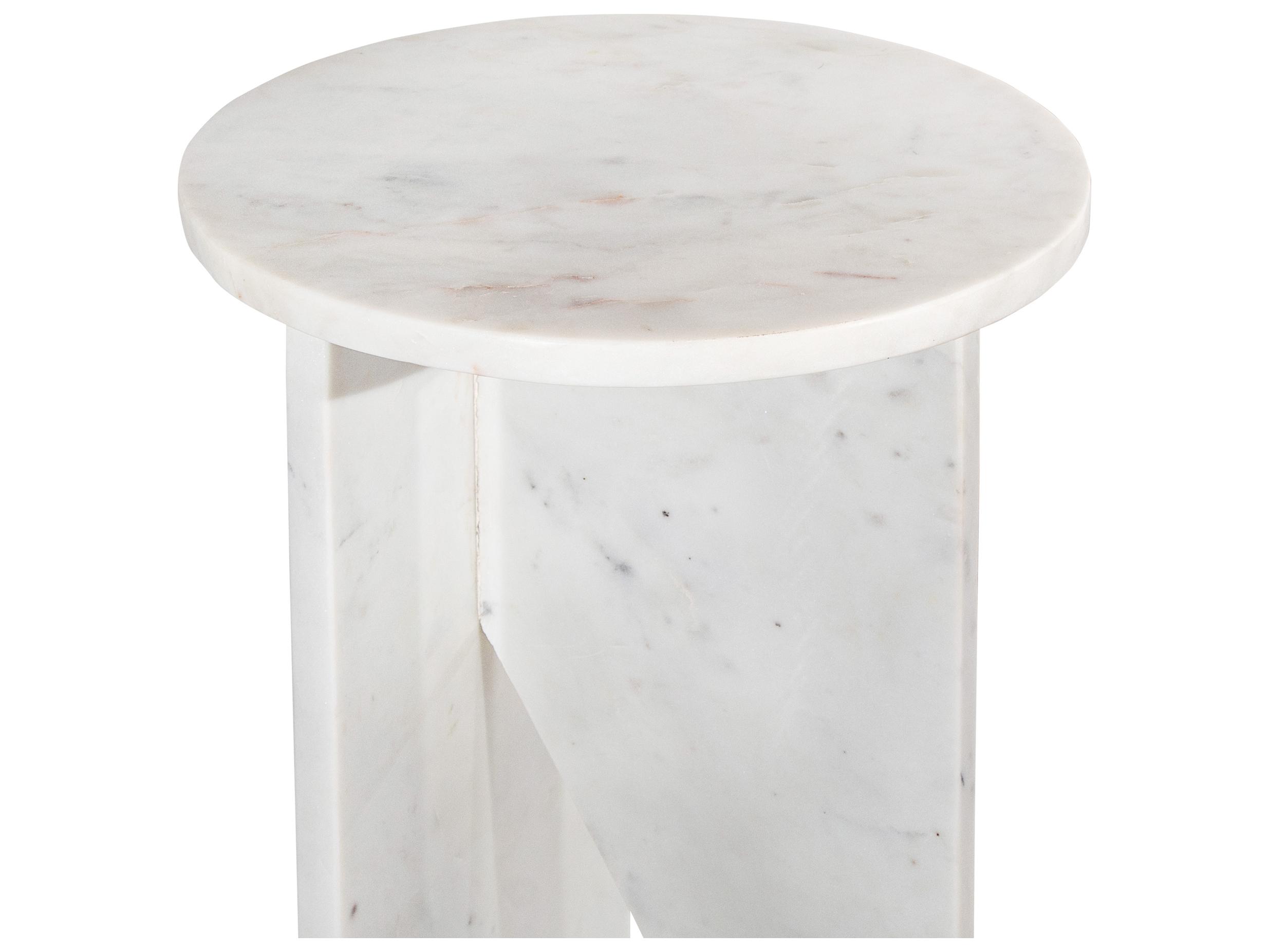 Moe's Home Grace Round Marble White End Table