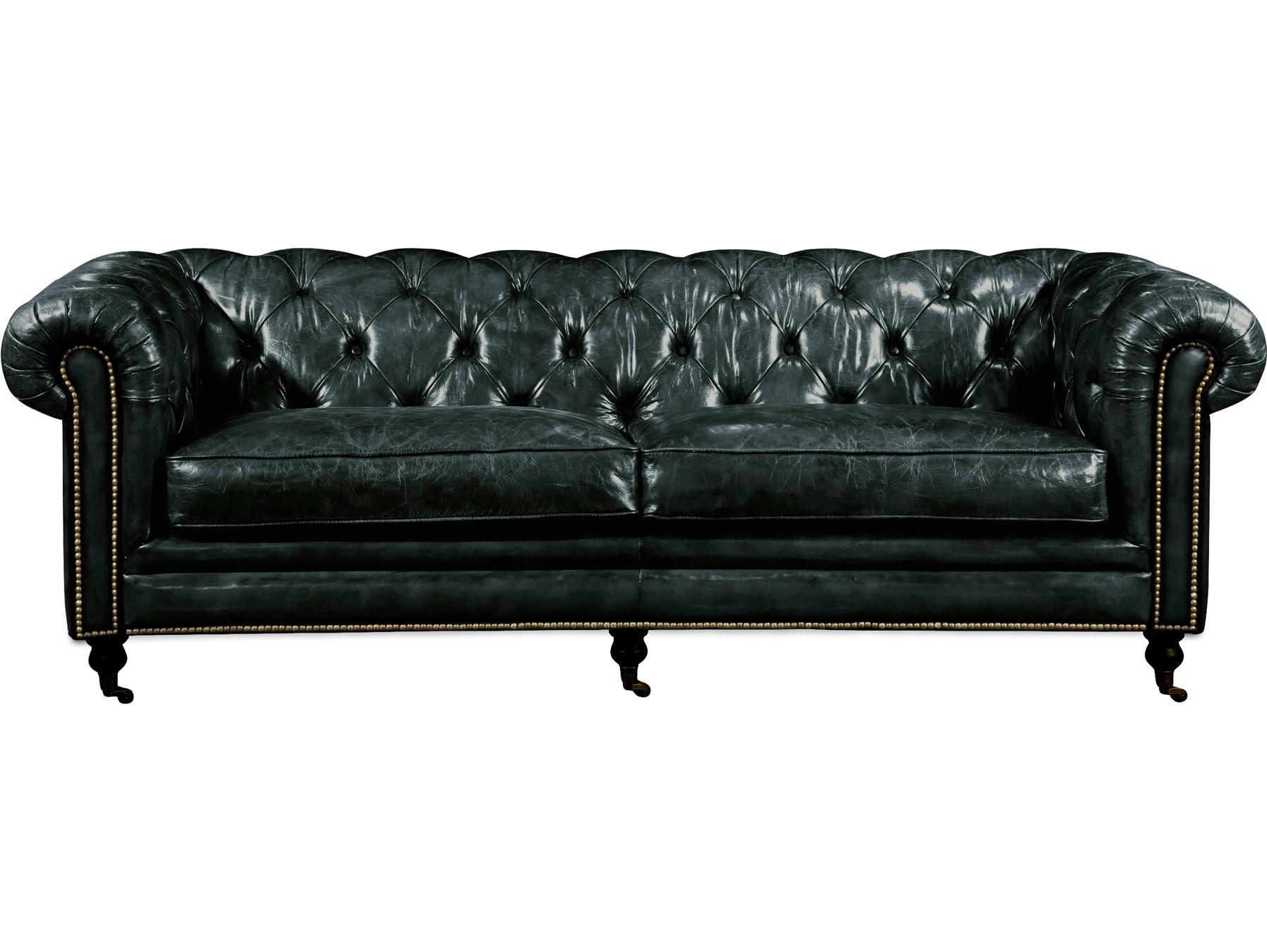 Moe's Home Birmingham Tufted Black Leather Sofa