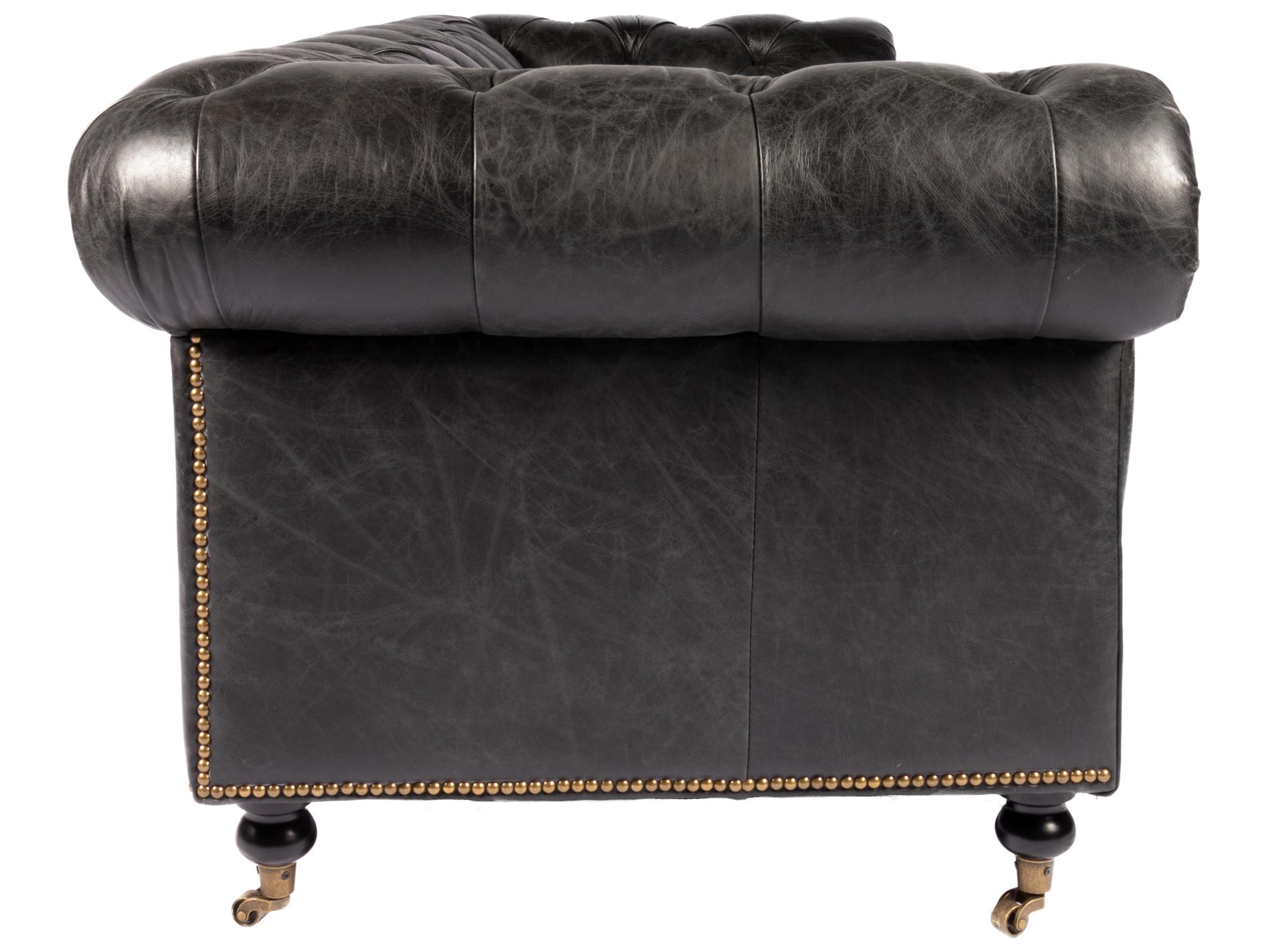 Moe's Home Birmingham Tufted Black Leather Sofa