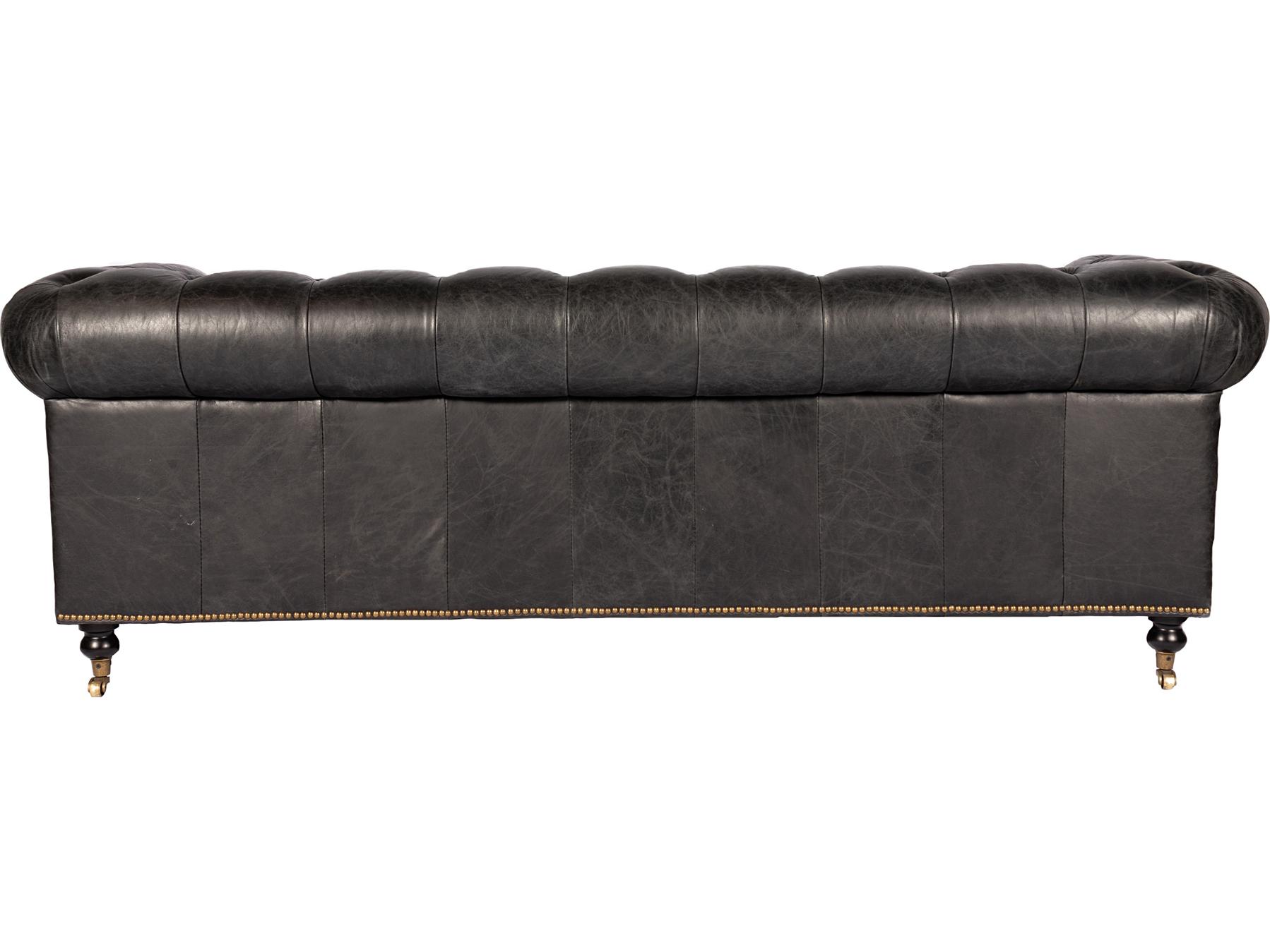 Moe's Home Birmingham Tufted Black Leather Sofa